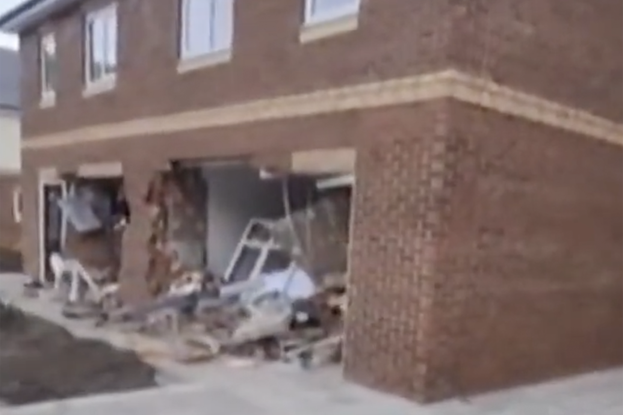 The teenager destroyed six buildings after ploughing into seven new-build houses