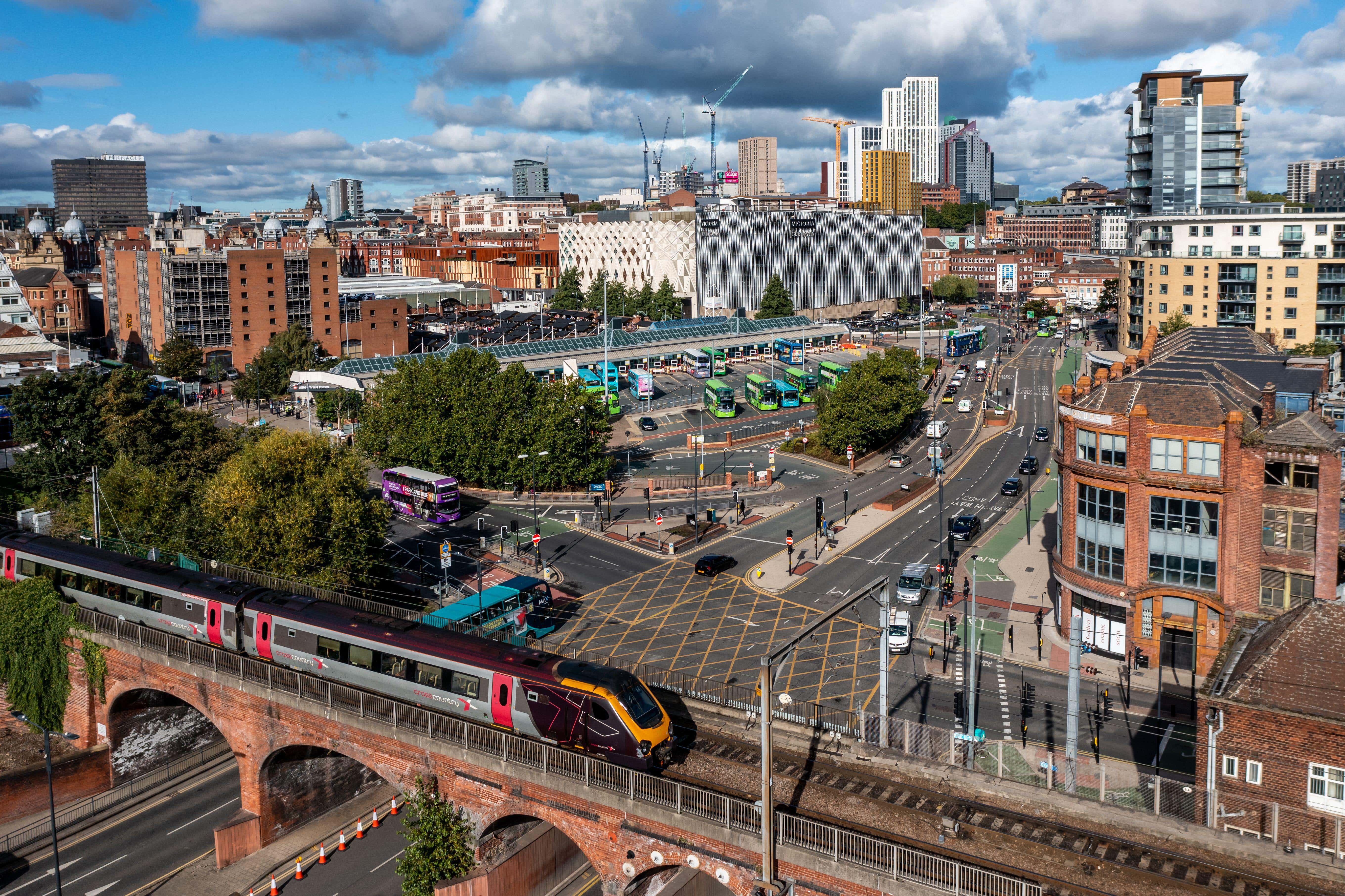 An aerial view of Leeds railway station (Alamy/PA)