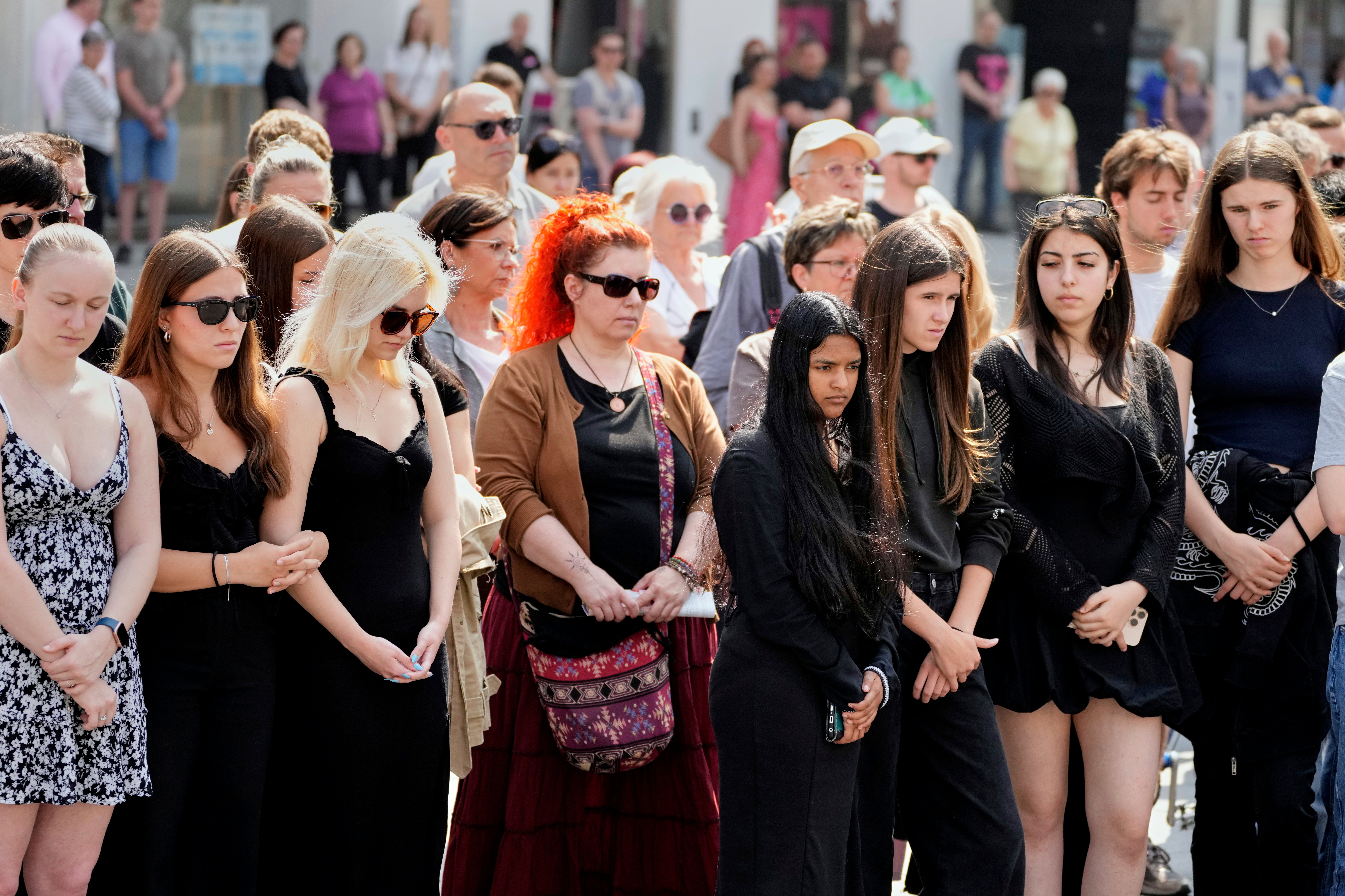 People observed a moment of silence on the main square in Graz on Wednesday