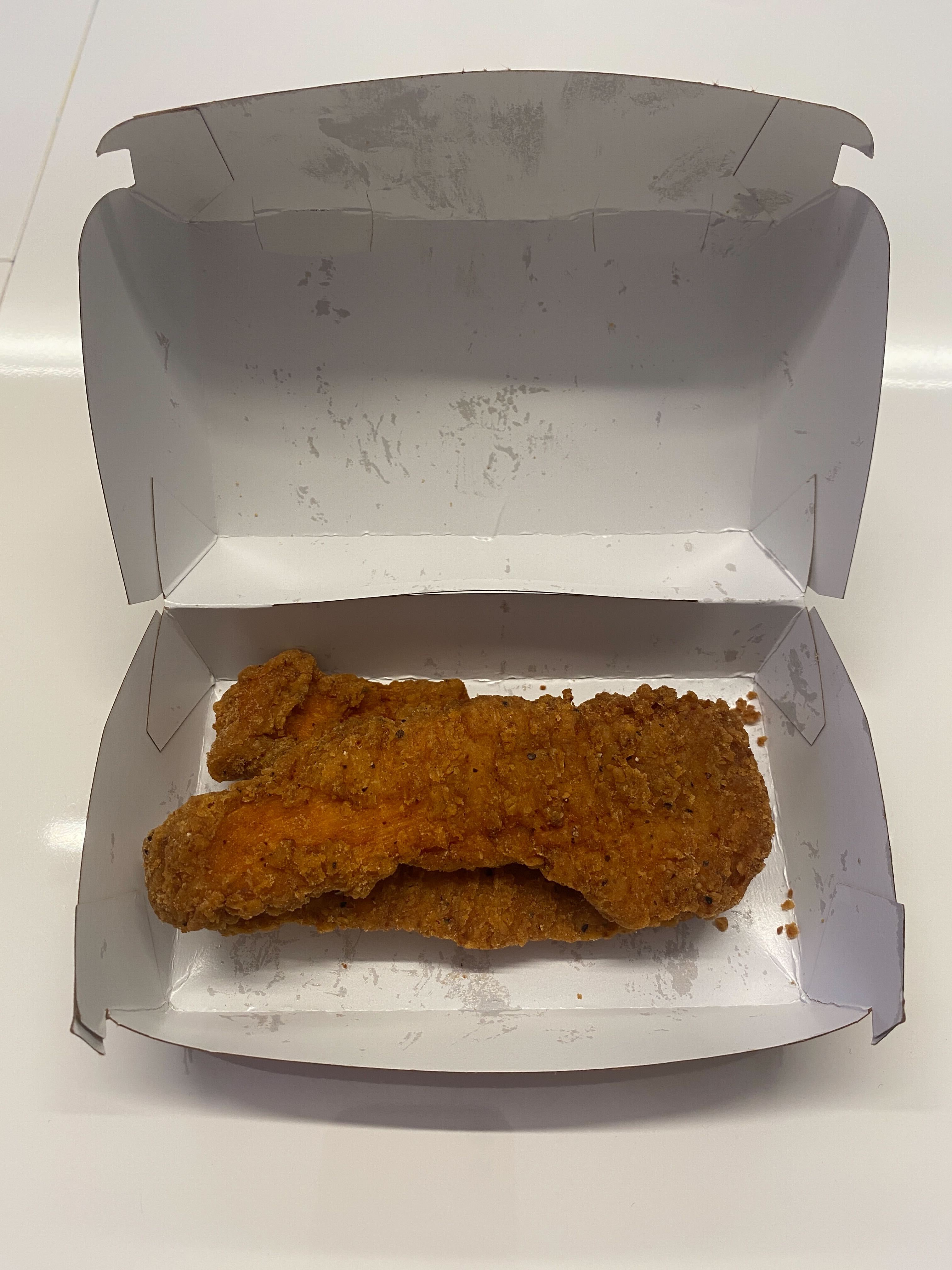 McDonald's McCrispy Strips came in a very greasy-looking box