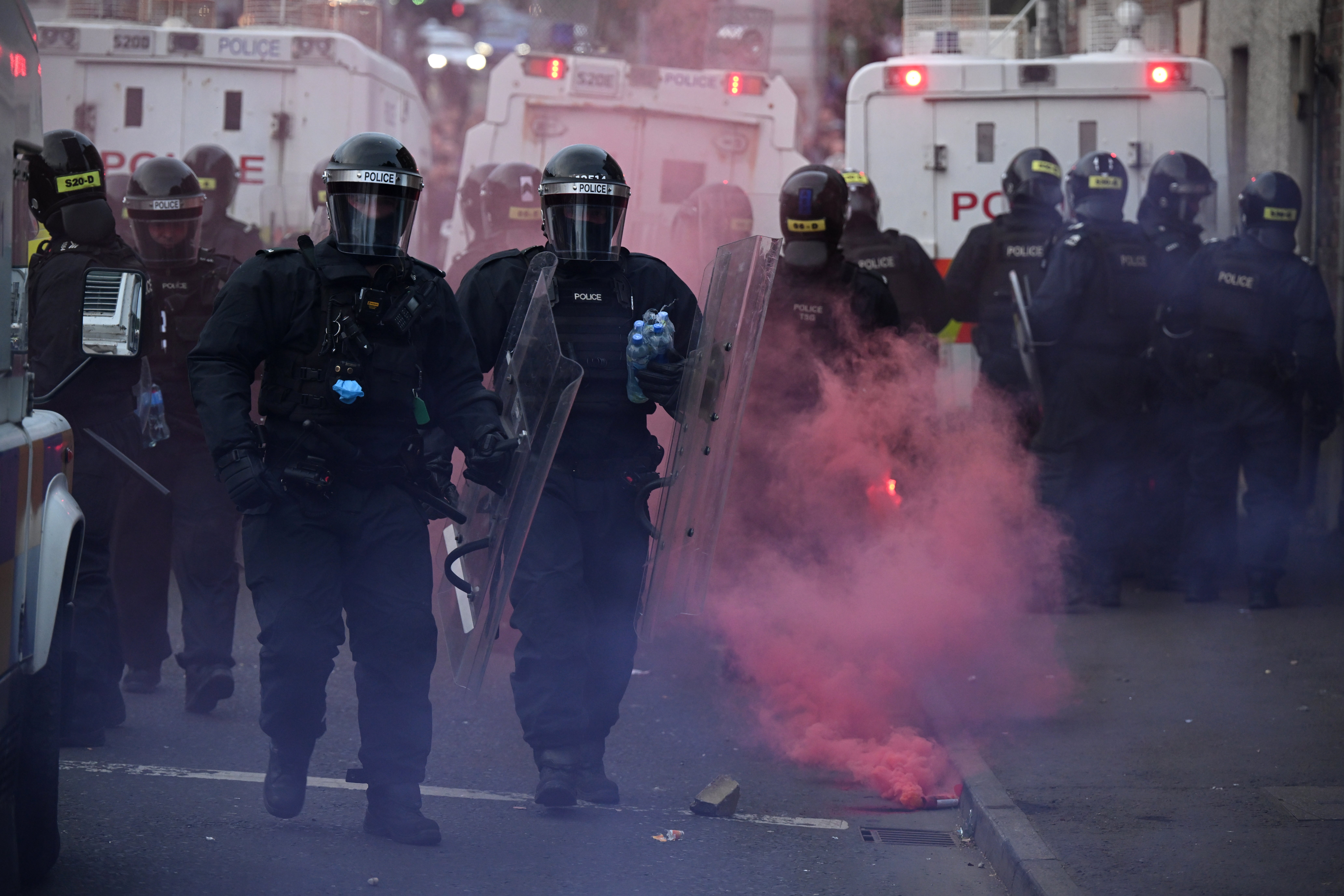 Missiles were thrown at officers in the area on Wednesday night