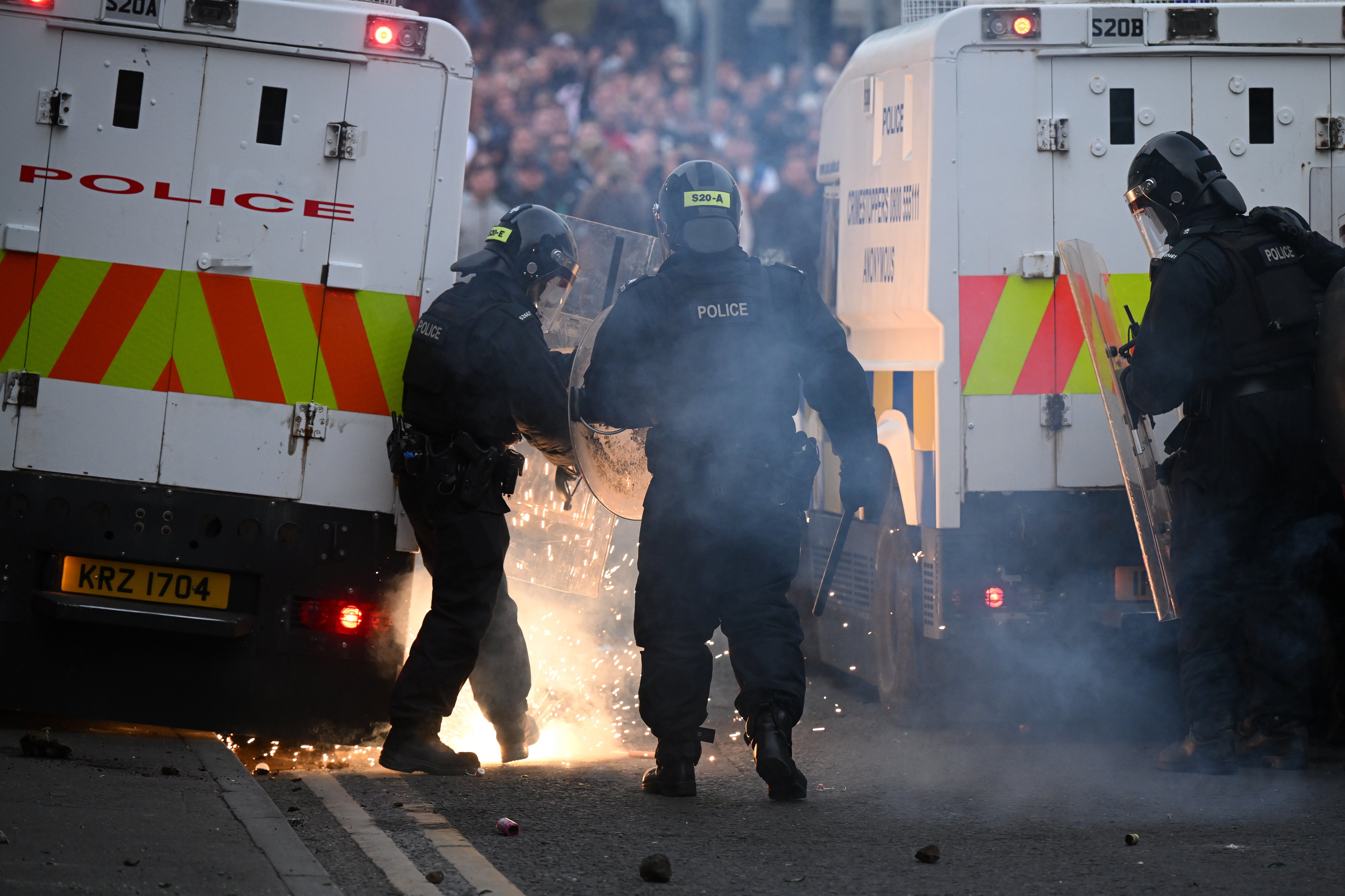 Police riot squad at the scene