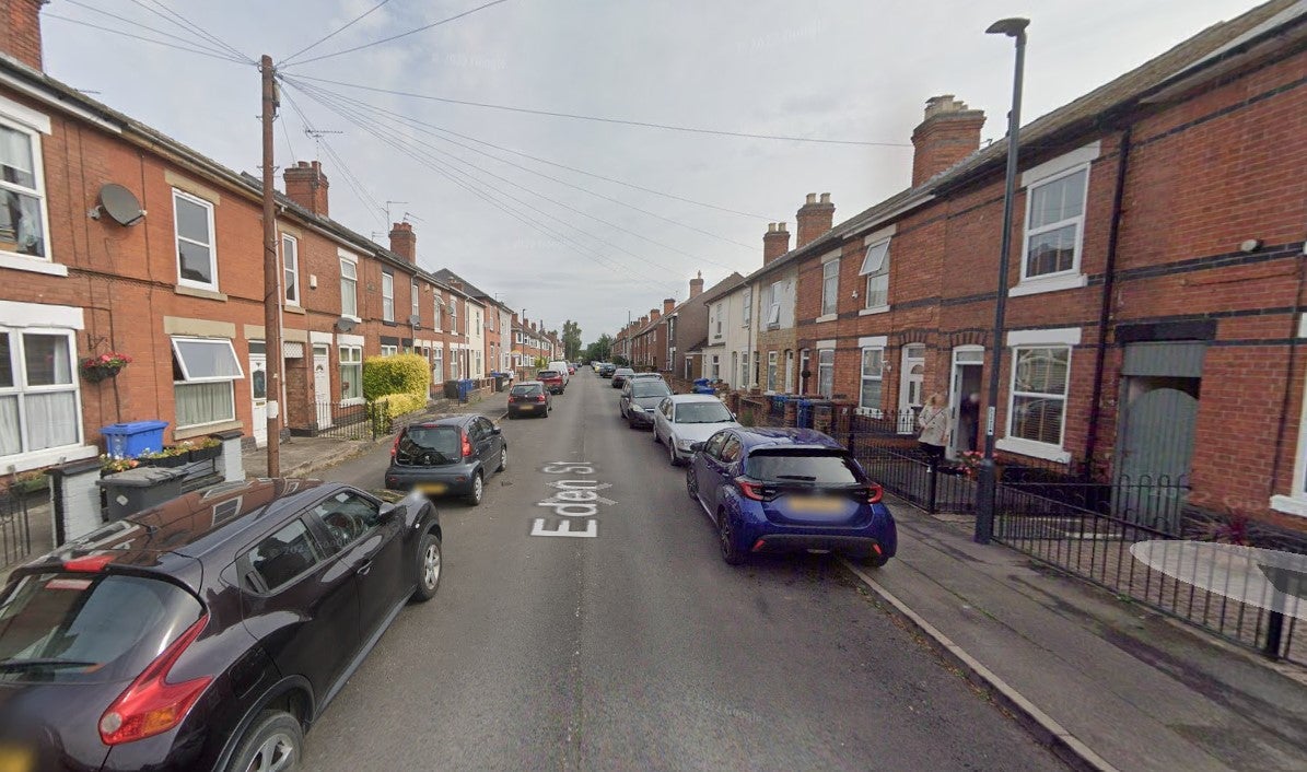 The suspected gas explosion destroyed two properties on Eden Street in Derby