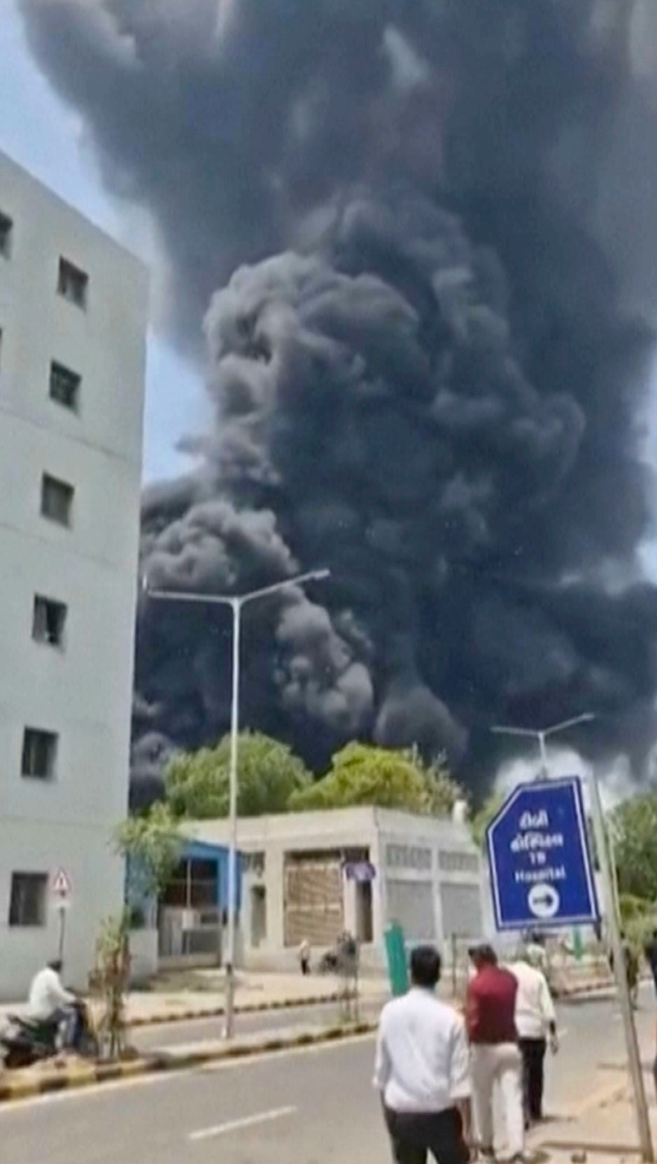Huge clouds of black smoke are seen from the crash site