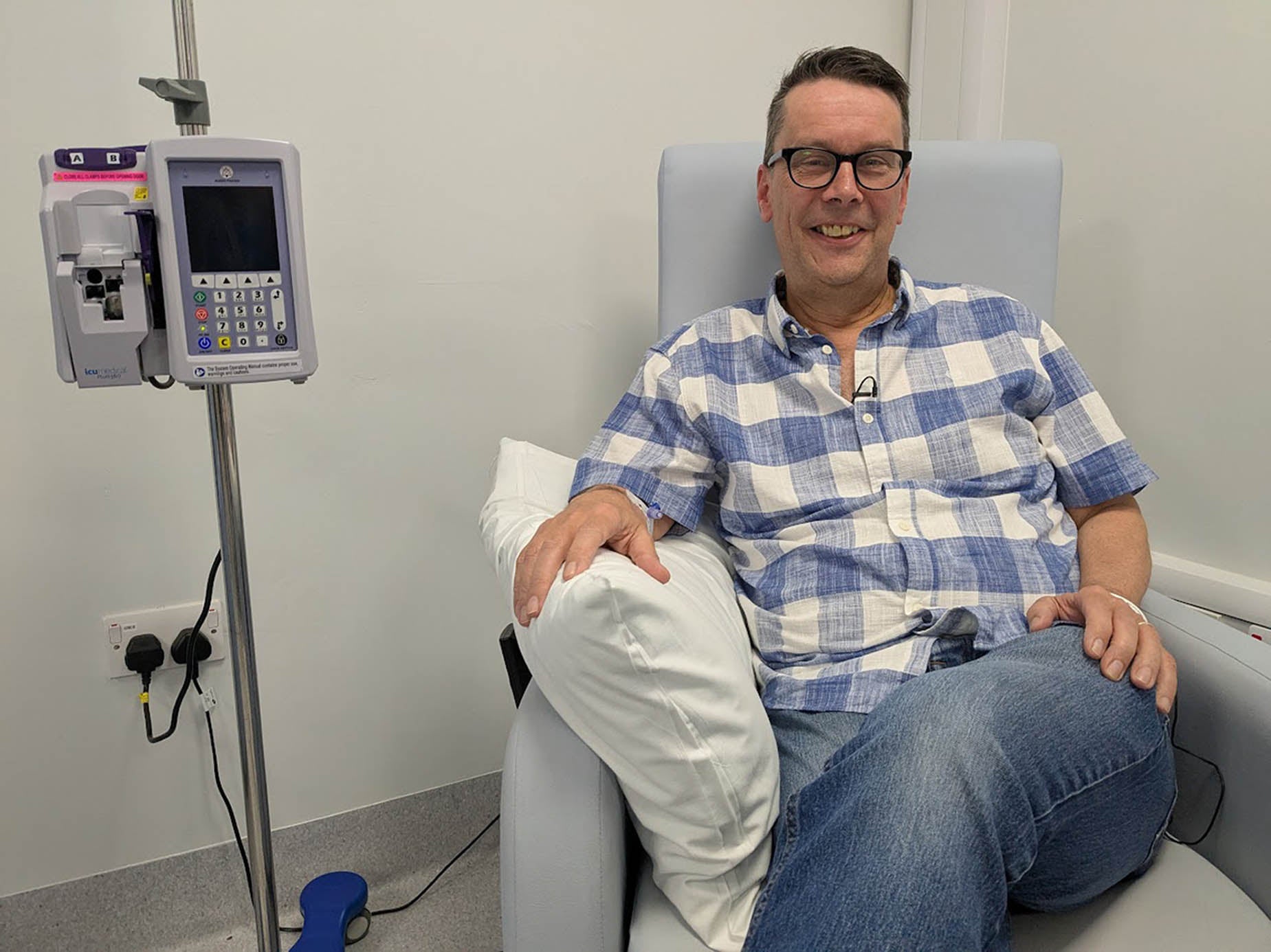 Paul Silvester having his treatment at Royal Hallamshire Hospital in Sheffield