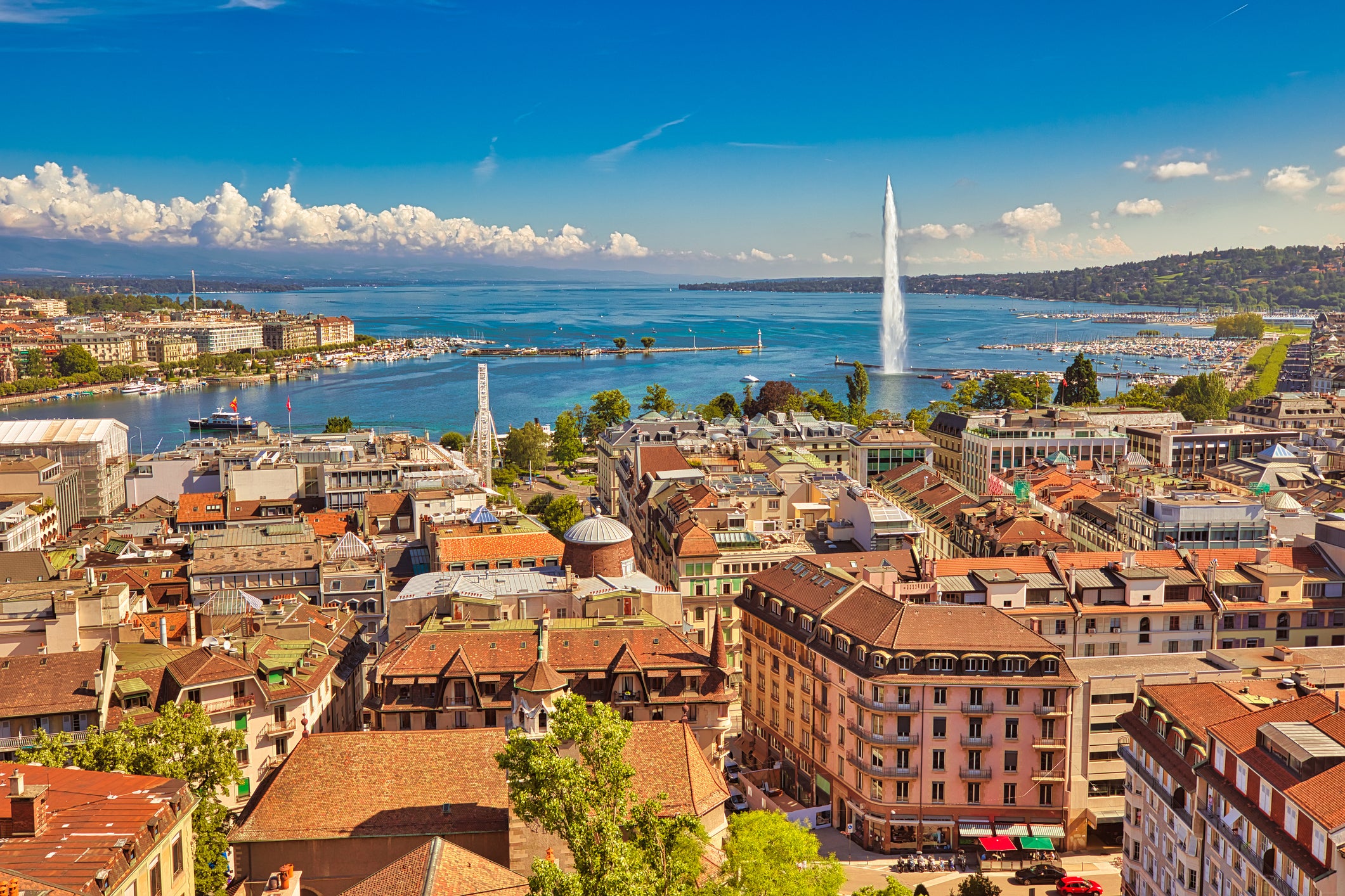 Geneva’s Jet d’Eau fountain is a popular photo opportunity when visiting the city