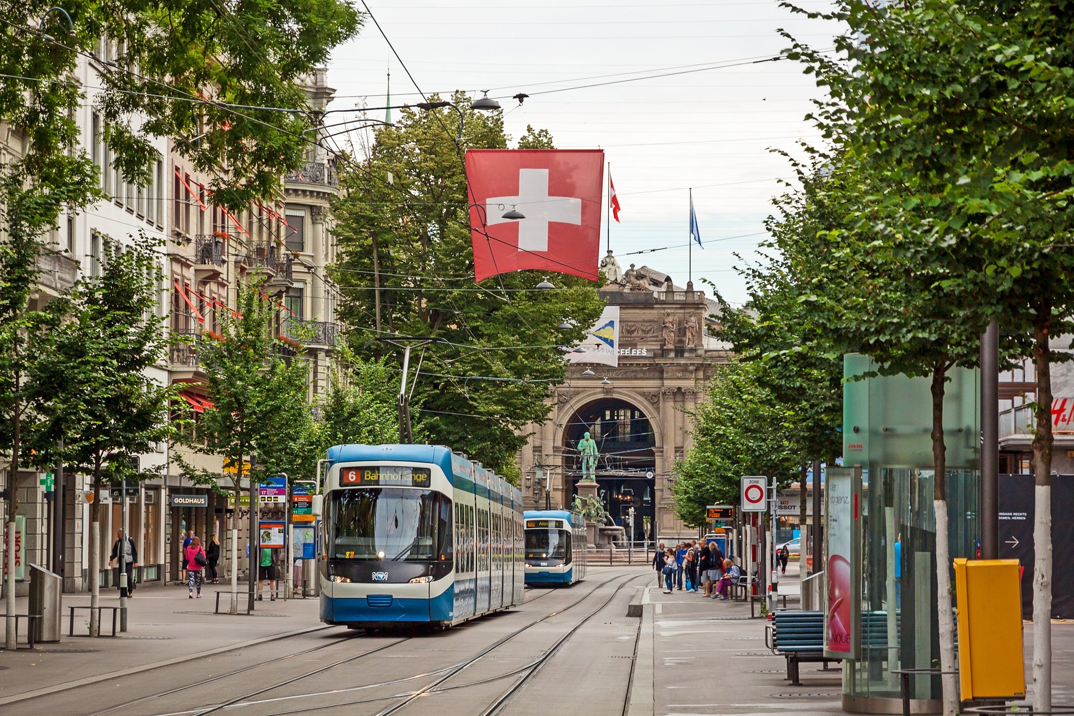 Zurich’s Bahnhofstrasse is one of the most exclusive shopping boulevards in Switzerland