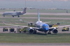 JetBlue plane rolls off runway after landing at Boston Logan Airport
