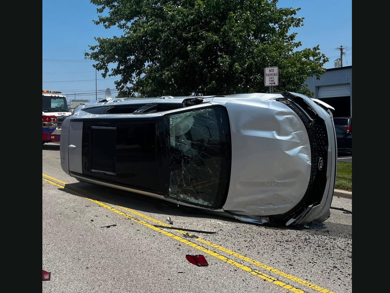 A car in Blue Ash, Ohio, flipped after a cicada from Brood 14 flew inside an open window and frightened the driver, causing them to lose control. The driver was not injured.