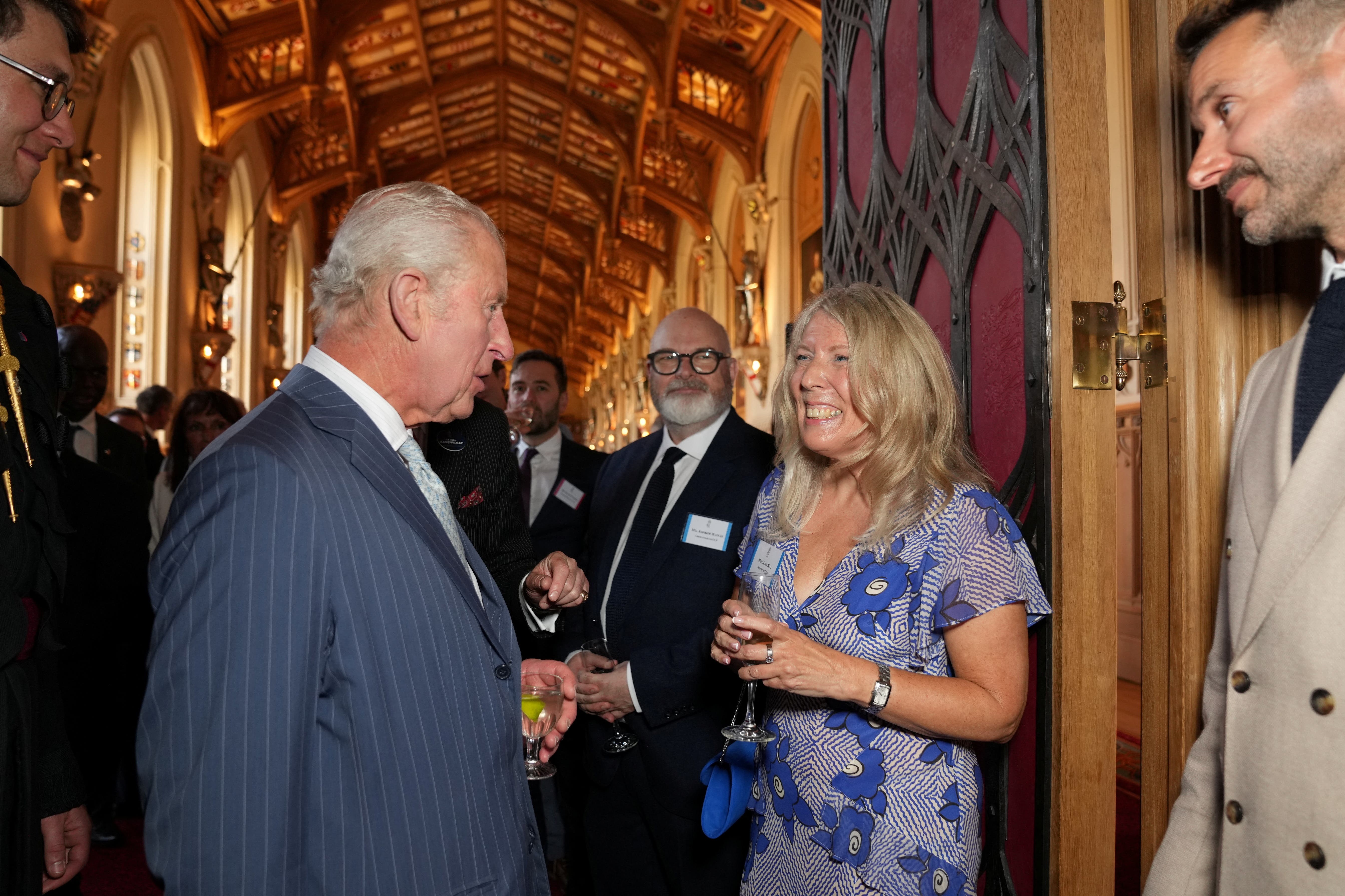 The King speaks to Lisa Kay during the King’s Foundation Awards ceremony at St James’s Palace, London (Maja Smiekowska/PA)