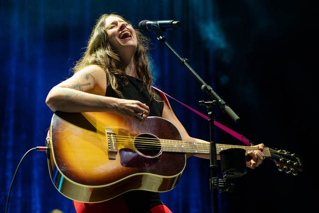 <p>Katie Crutchfield performing as Waxahatchee</p>