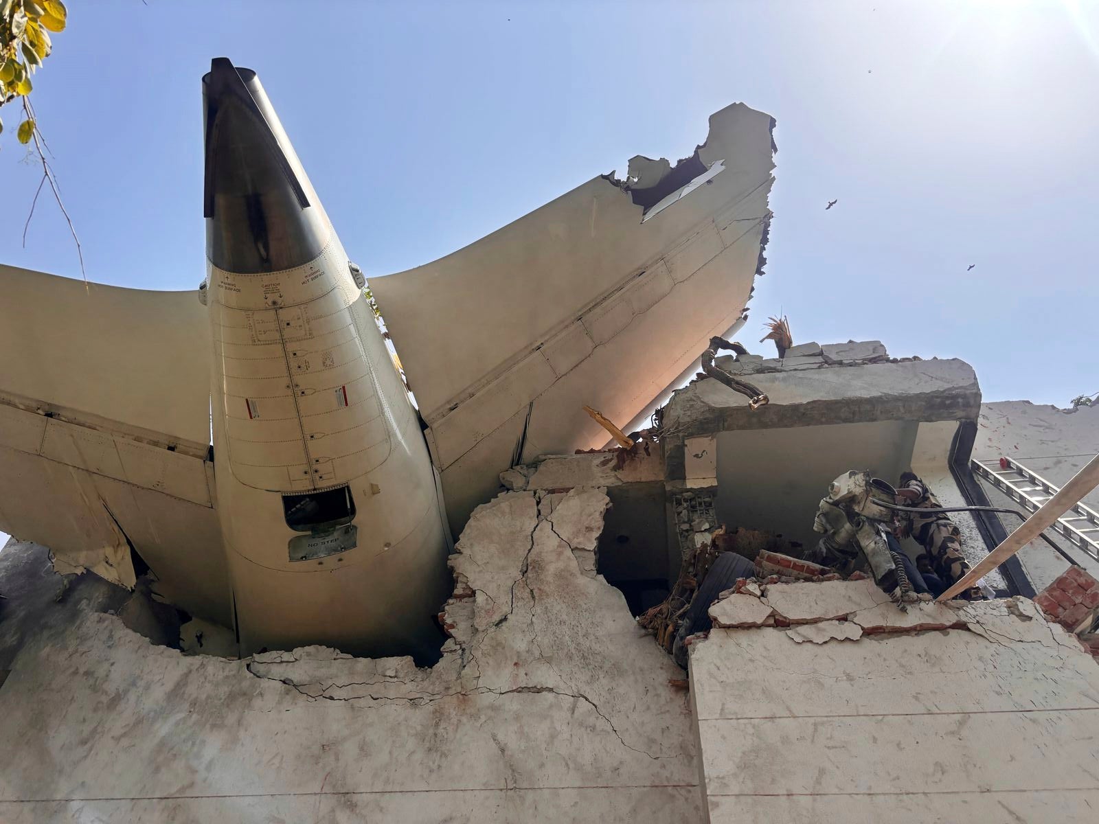 This photo shared by India's Central Industrial Security Force (CISF) shows debris of a plane that crashed in the northwestern Indian city of Ahmedabad, in Gujarat state, Thursday, June 12, 2025