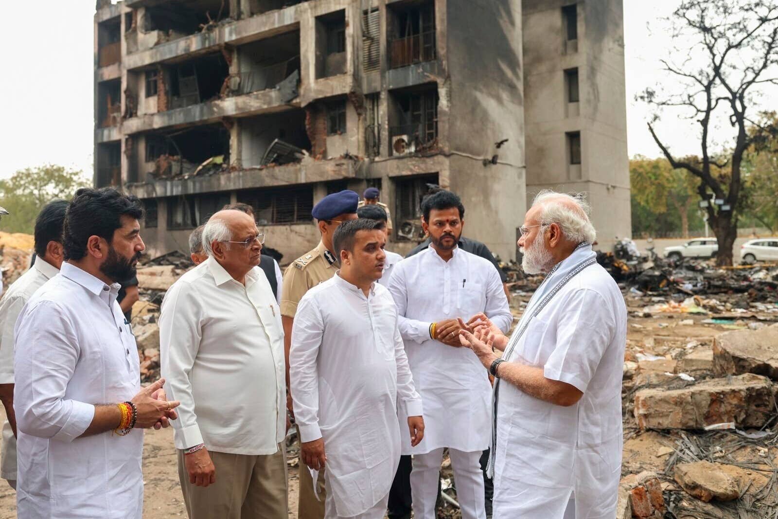 Prime Minister Narendra Modi visited the scene (Prime Minister Narendra Modi on X via AP)