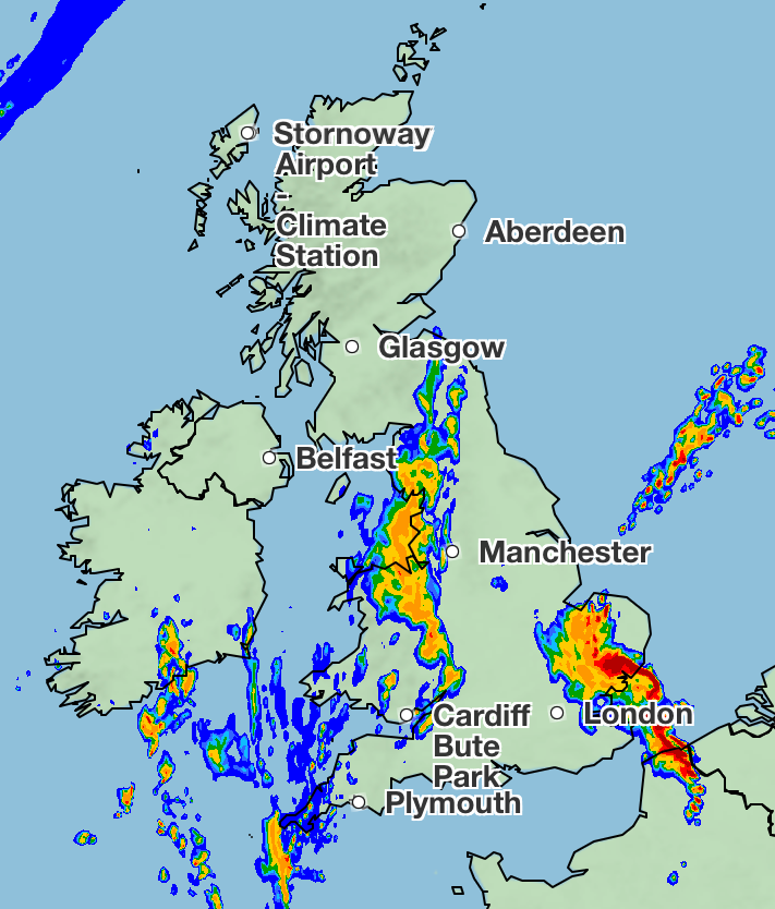 Heavy rain can be expected across the East of England early on Saturday morning