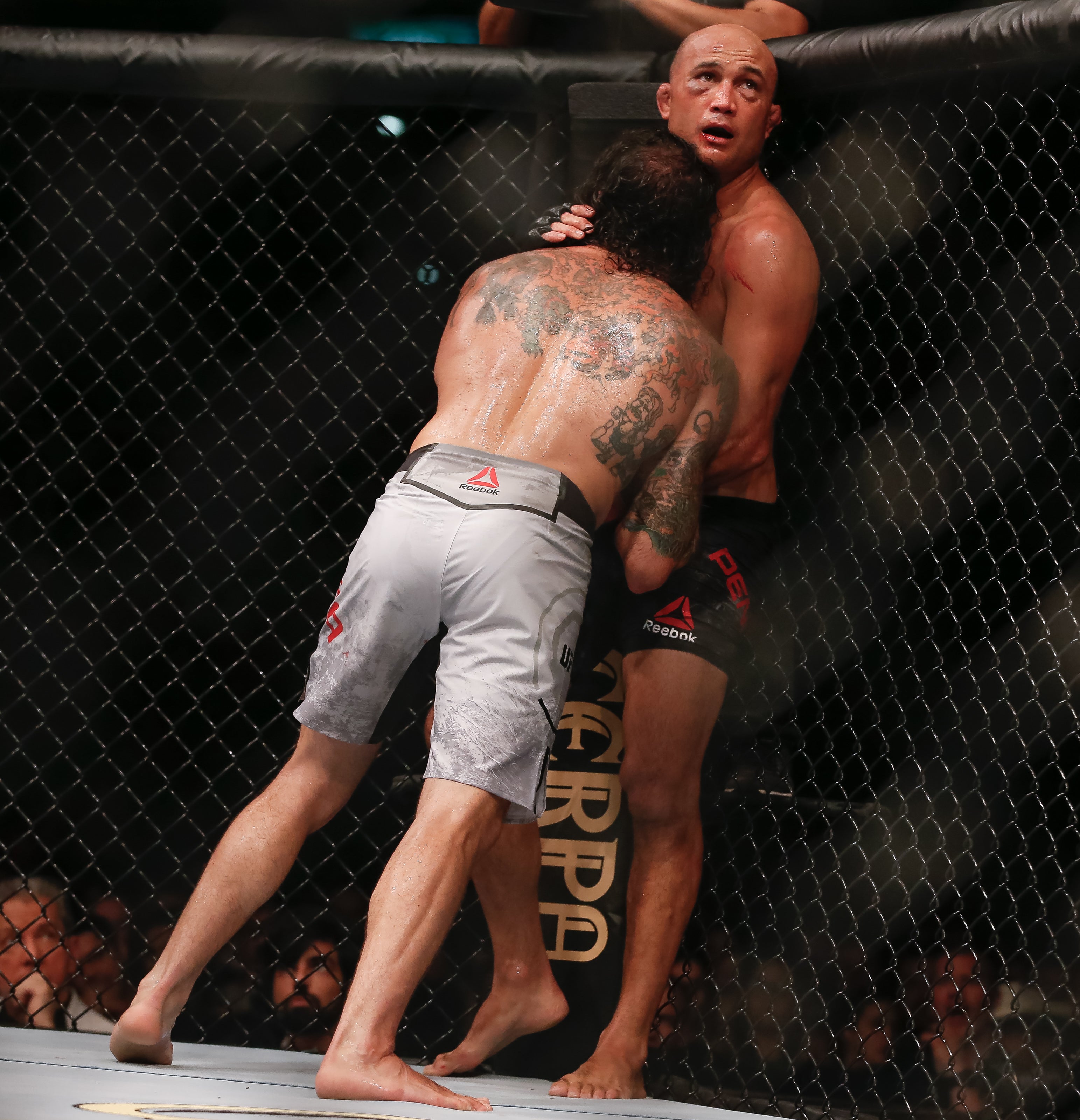 BJ Penn (right) in action in the UFC in 2019