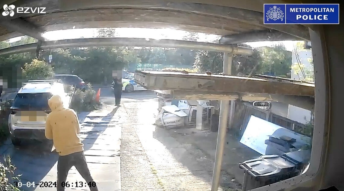 A still from footage of the police pursuit and arrest of Marcus Arduini Monzo in Hainault