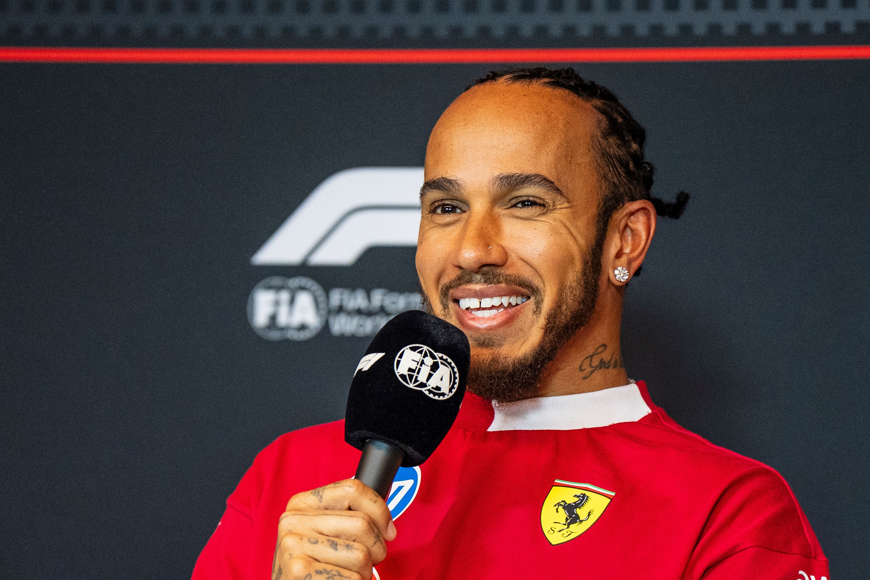 Ferrari driver Lewis Hamilton is an executive producer on the F1 movie (Christopher Katsarov/AP)