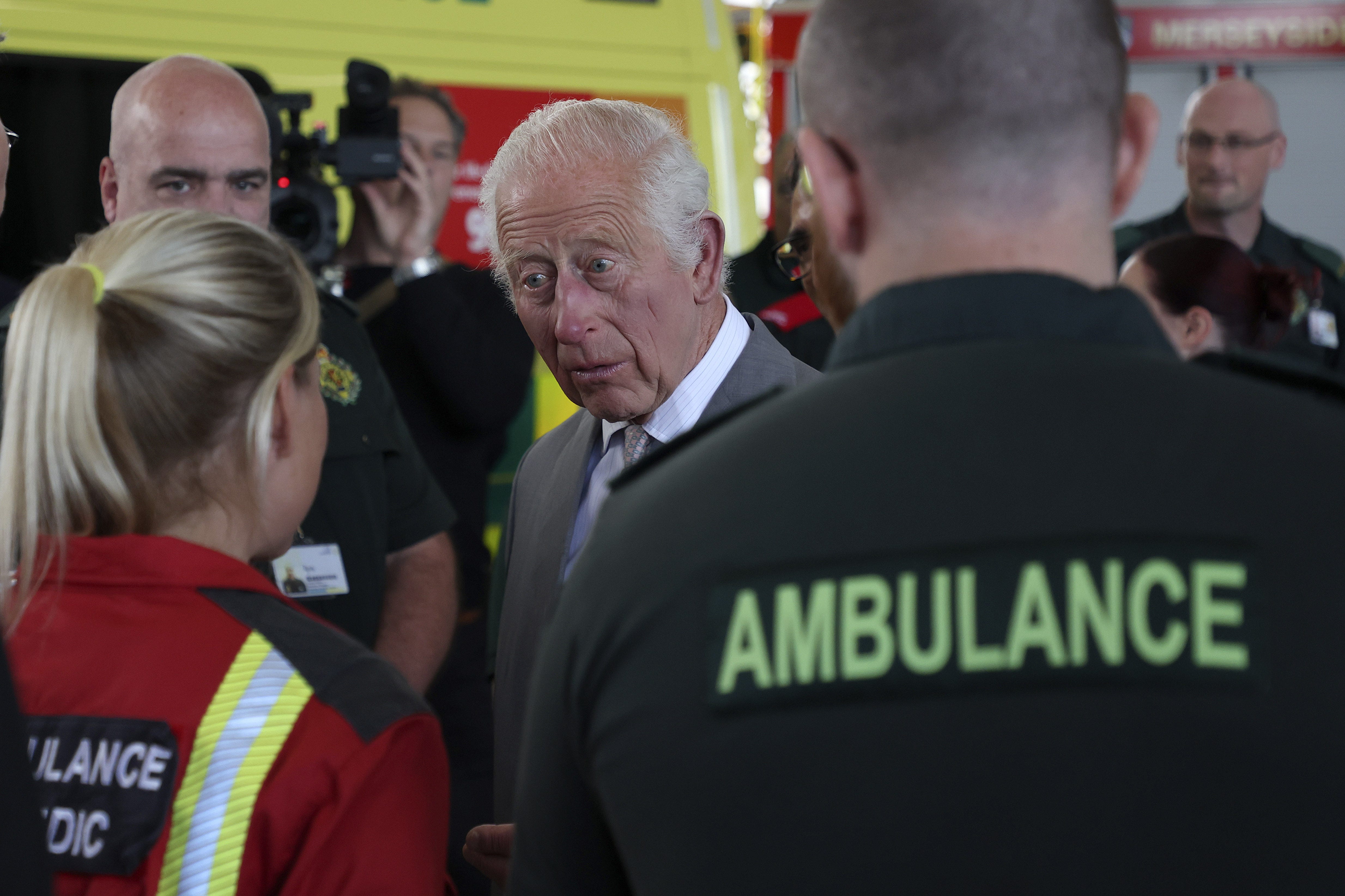 The King met some of the Merseyside emergency crews who responded to the Southport attacks (PA)