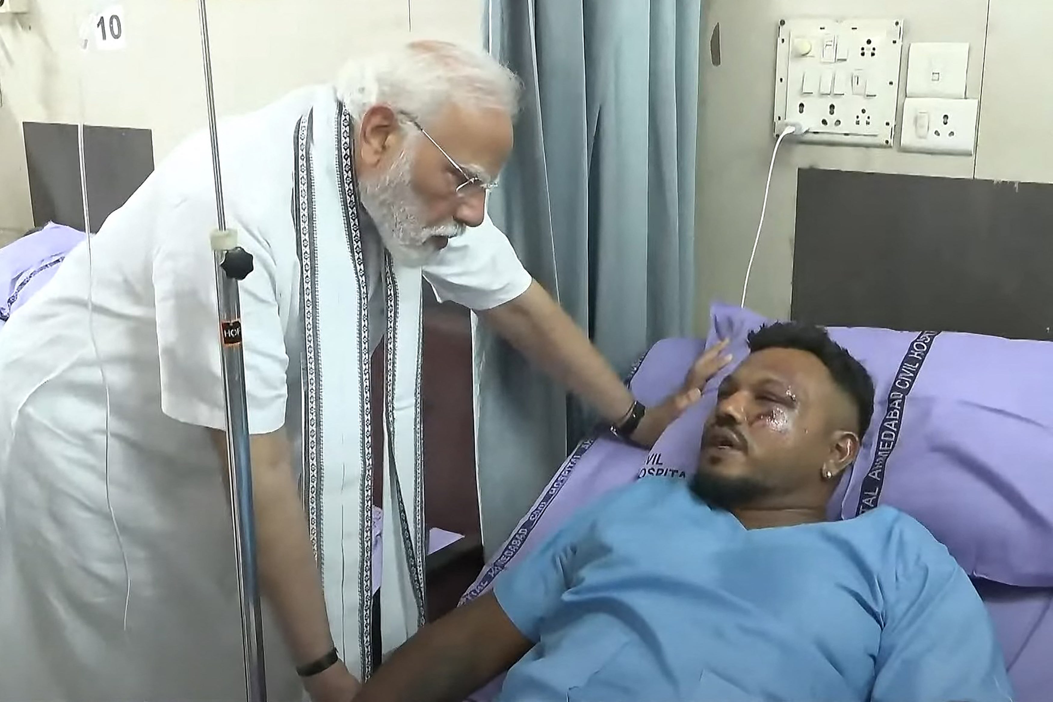 India's Prime Minister Narendra Modi also met Mr Ramesh, the sole survivor of the crash