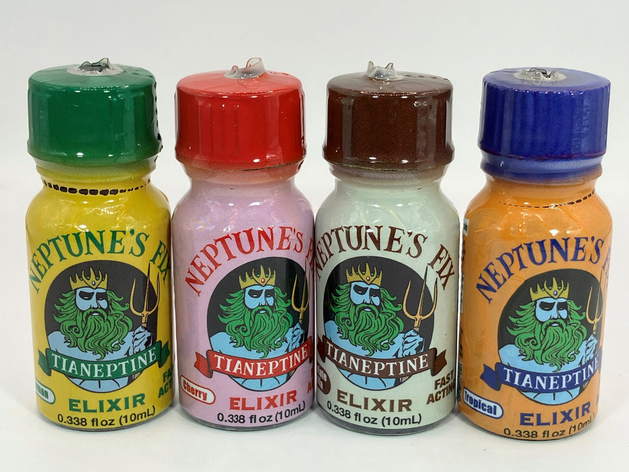 Bottles of Neptune's Fix Elixir, a product labelled to contain tianeptine