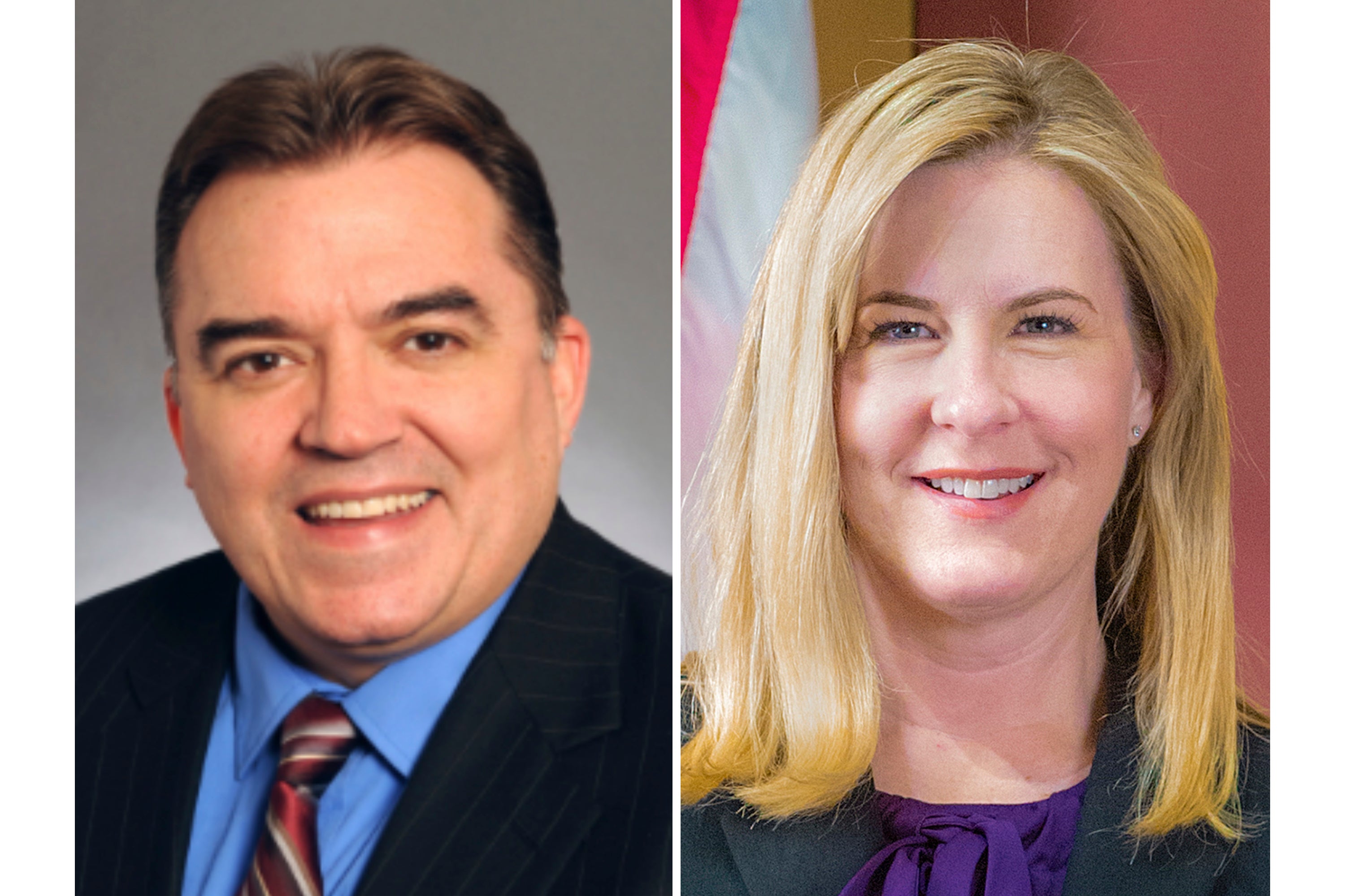 Minnesota state Sen. John Hoffman (left) was shot nine times on Saturday but survived, while Rep. Melissa Hortman (right) and her husband both died after being gunned down at home