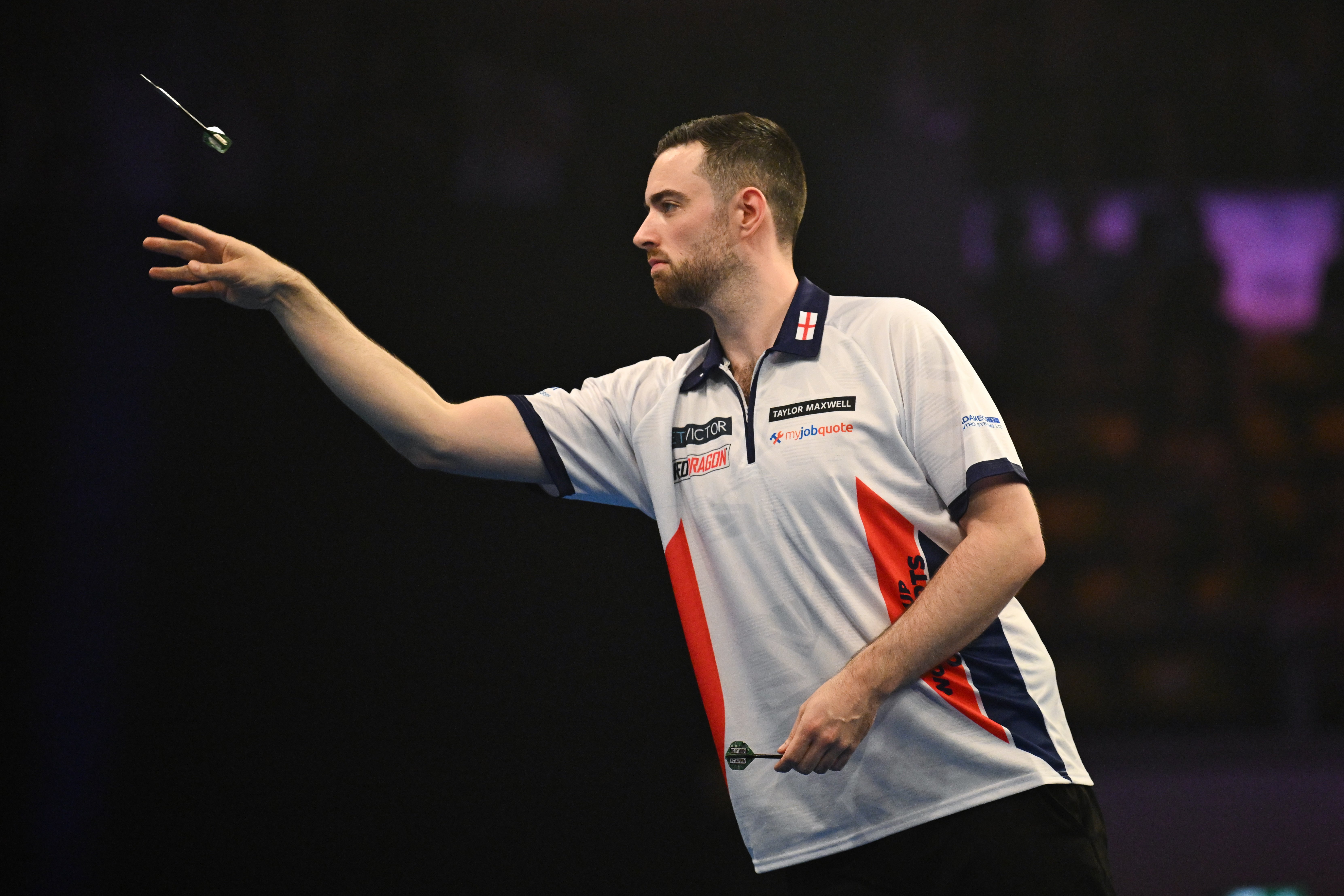 Luke Humphries of England in action in Frankfurt