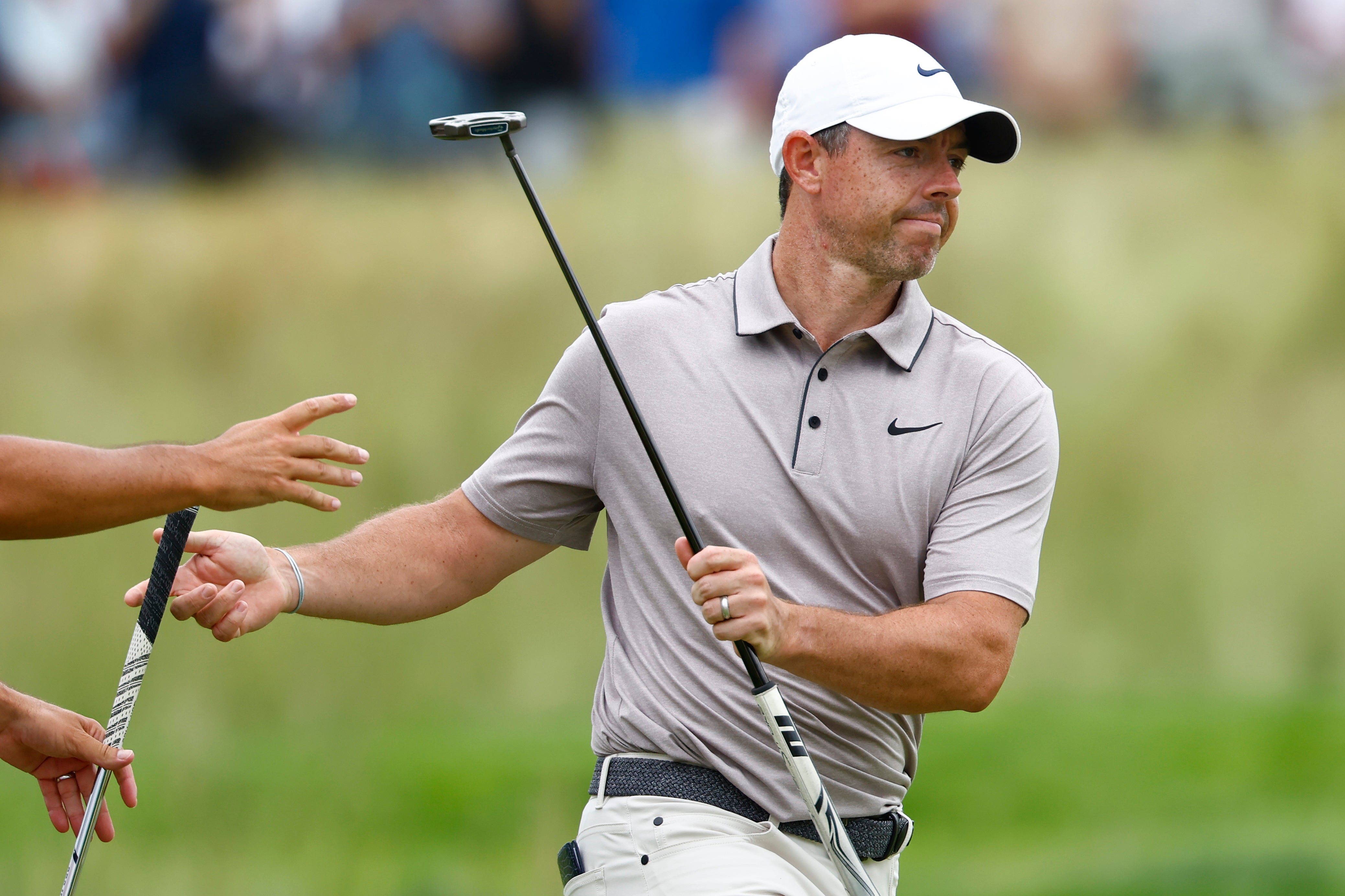 Rory McIlroy of Northern Ireland on the 7th hole during the third round of the 2025 US Open