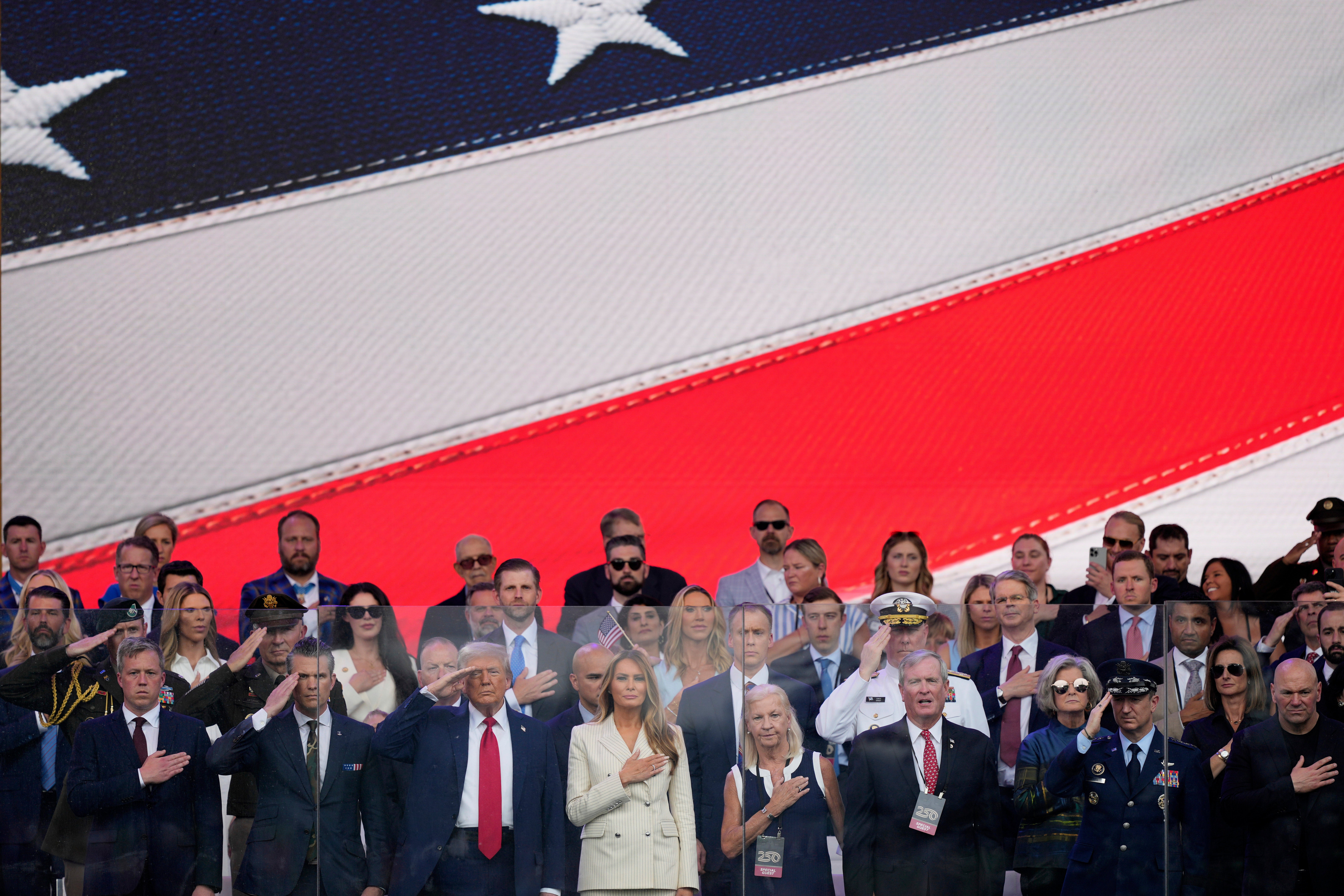 Trump, his family and other U.S. officials watched the parade from the viewing gallery. The parade tells the Army’s story, starting with the Battle of Lexington — the first battle of the Revolutionary War — to today.