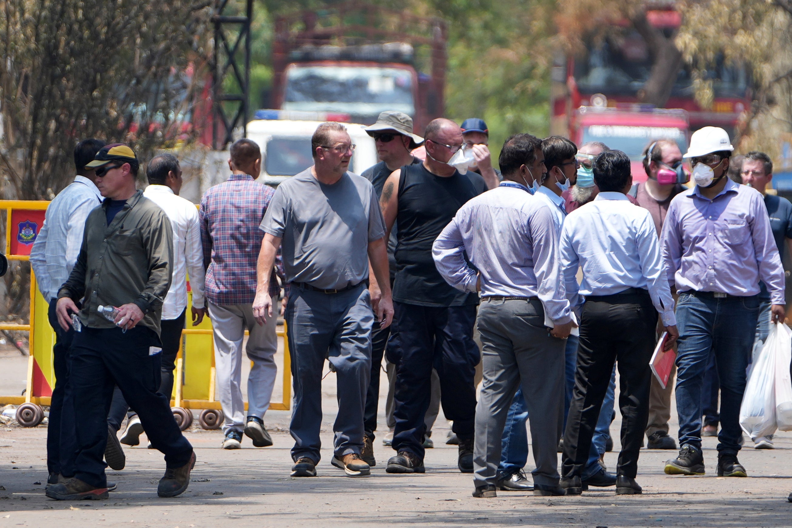 Investigators at the crash site in Ahmedabad