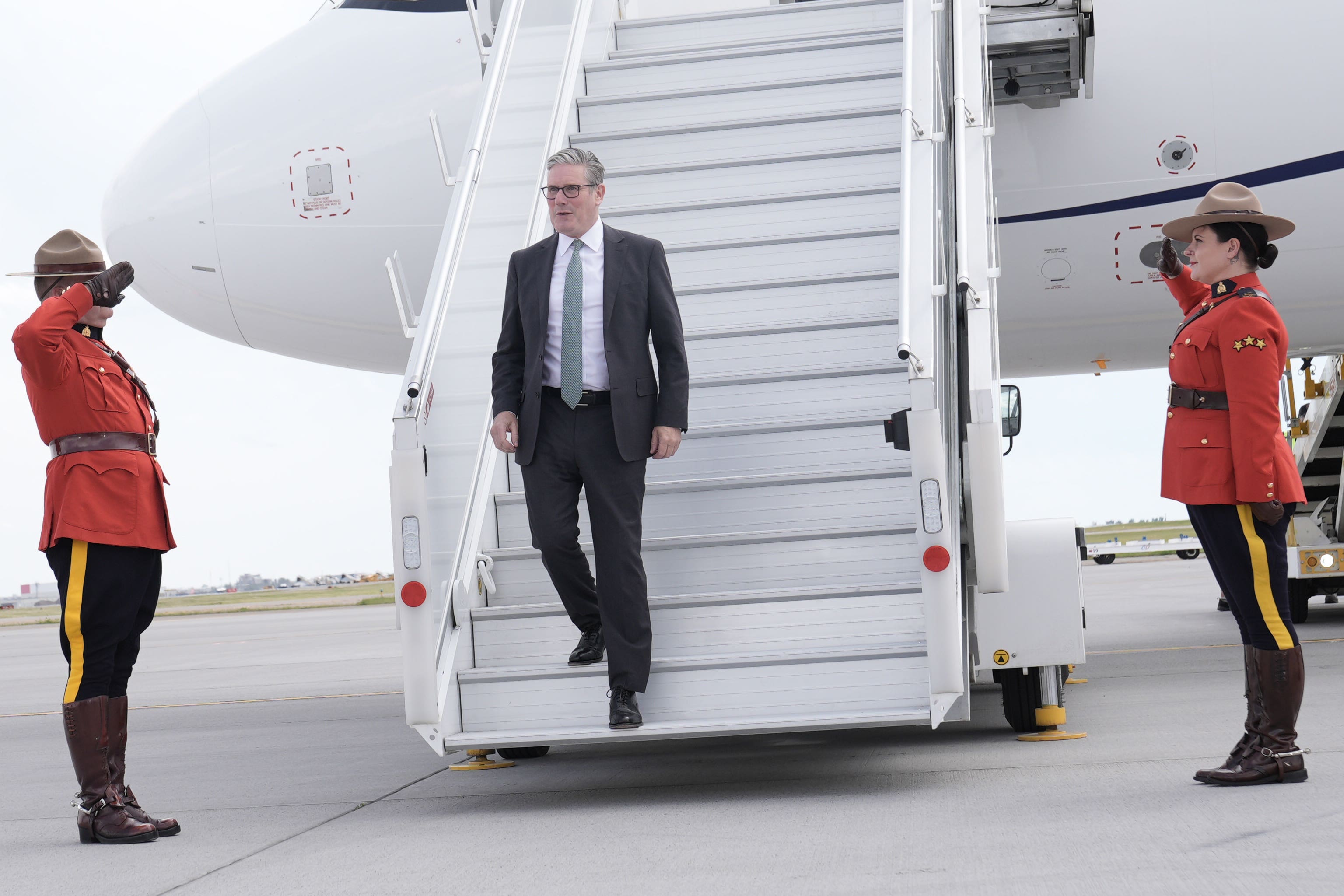 Prime Minister Sir Keir Starmer arrives at at Calgary Airport, Canada, ahead of the G7 leaders’ summit (Stefan Rousseau/PA)