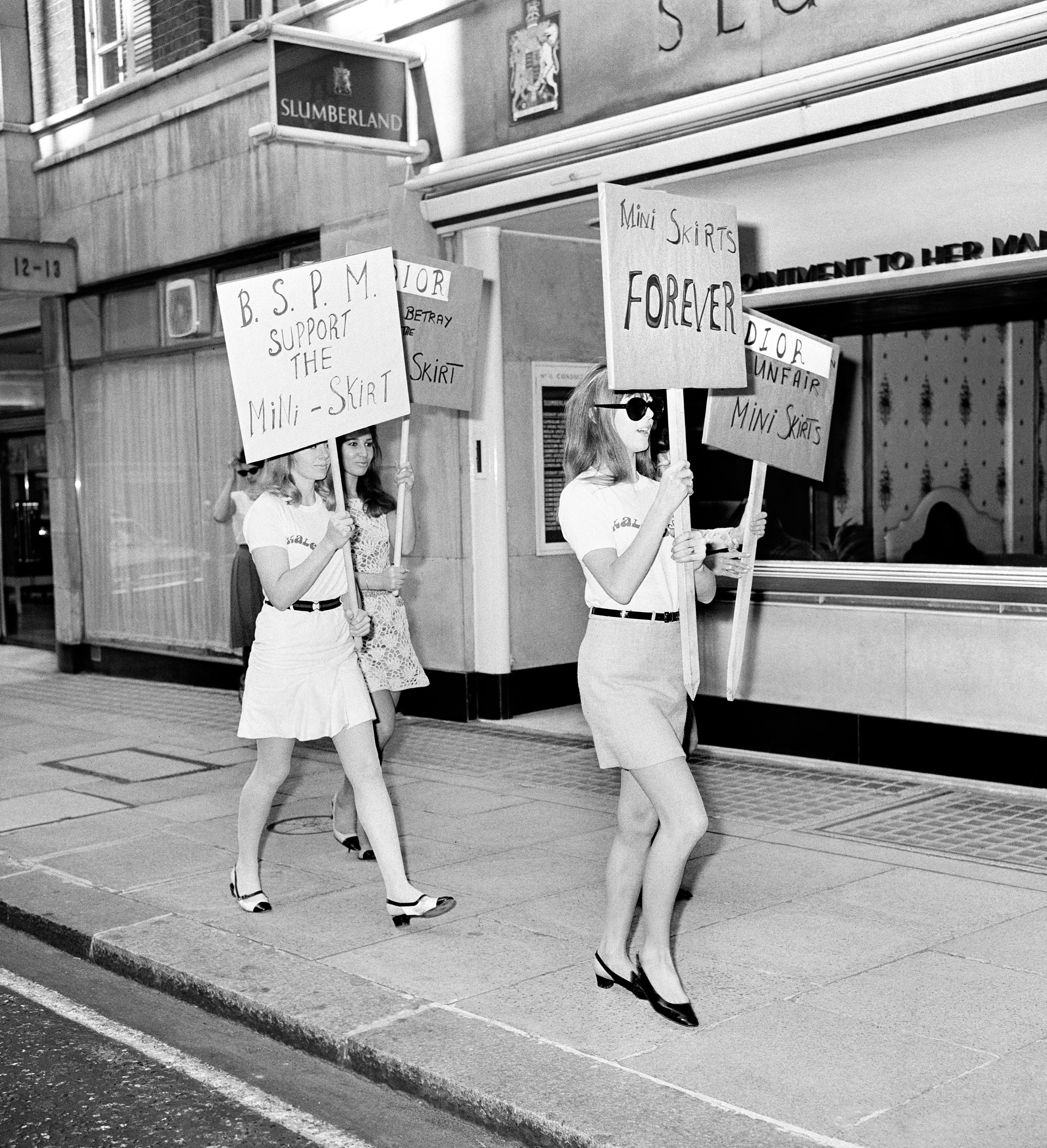 Women protested in favour of the controversial fashion item