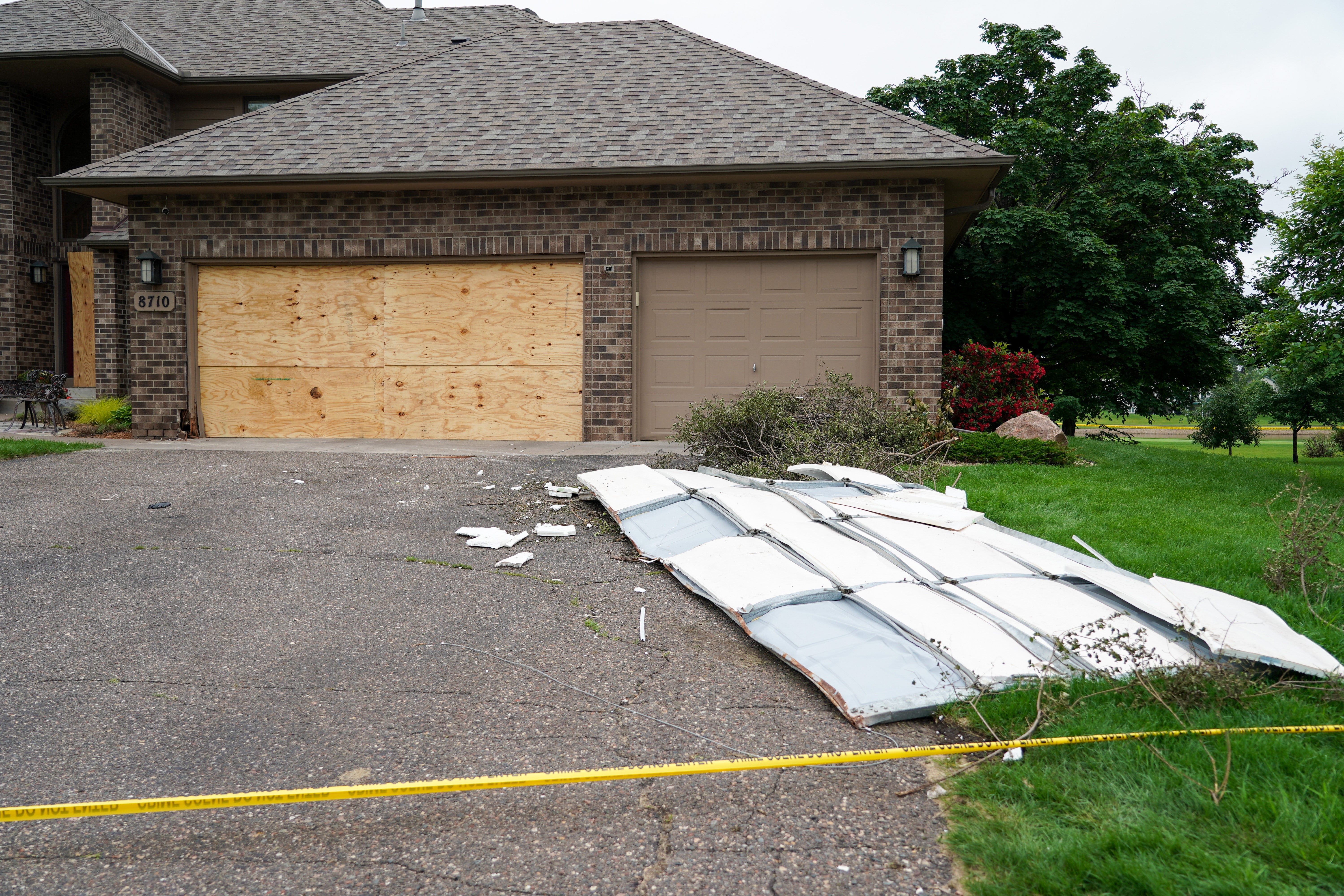 Visible damage at the home of state Rep. Melissa Hortman and her husband, Mark
