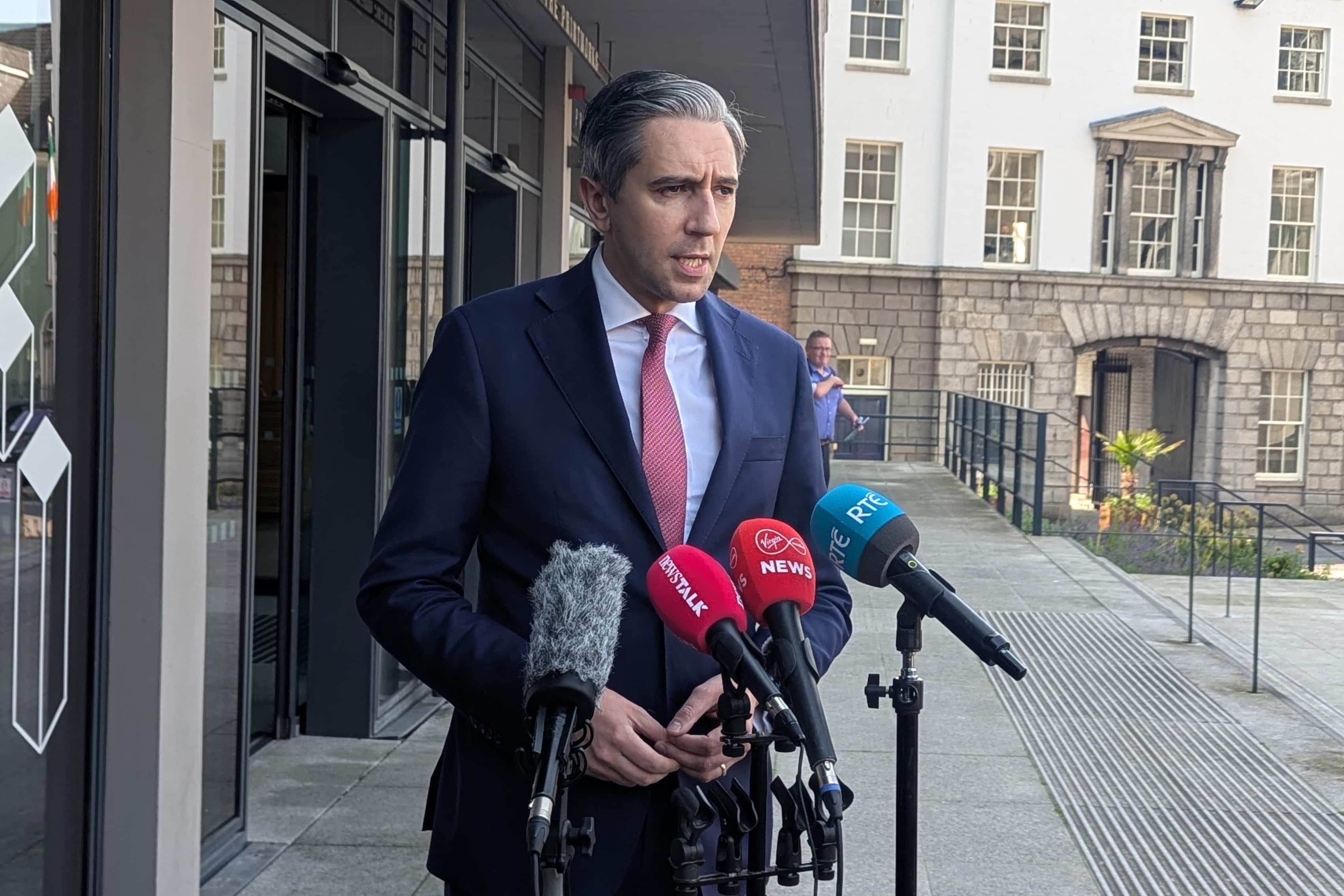 Irish deputy premier Simon Harris outside Dublin Castle (Cillian Sherlock/PA)