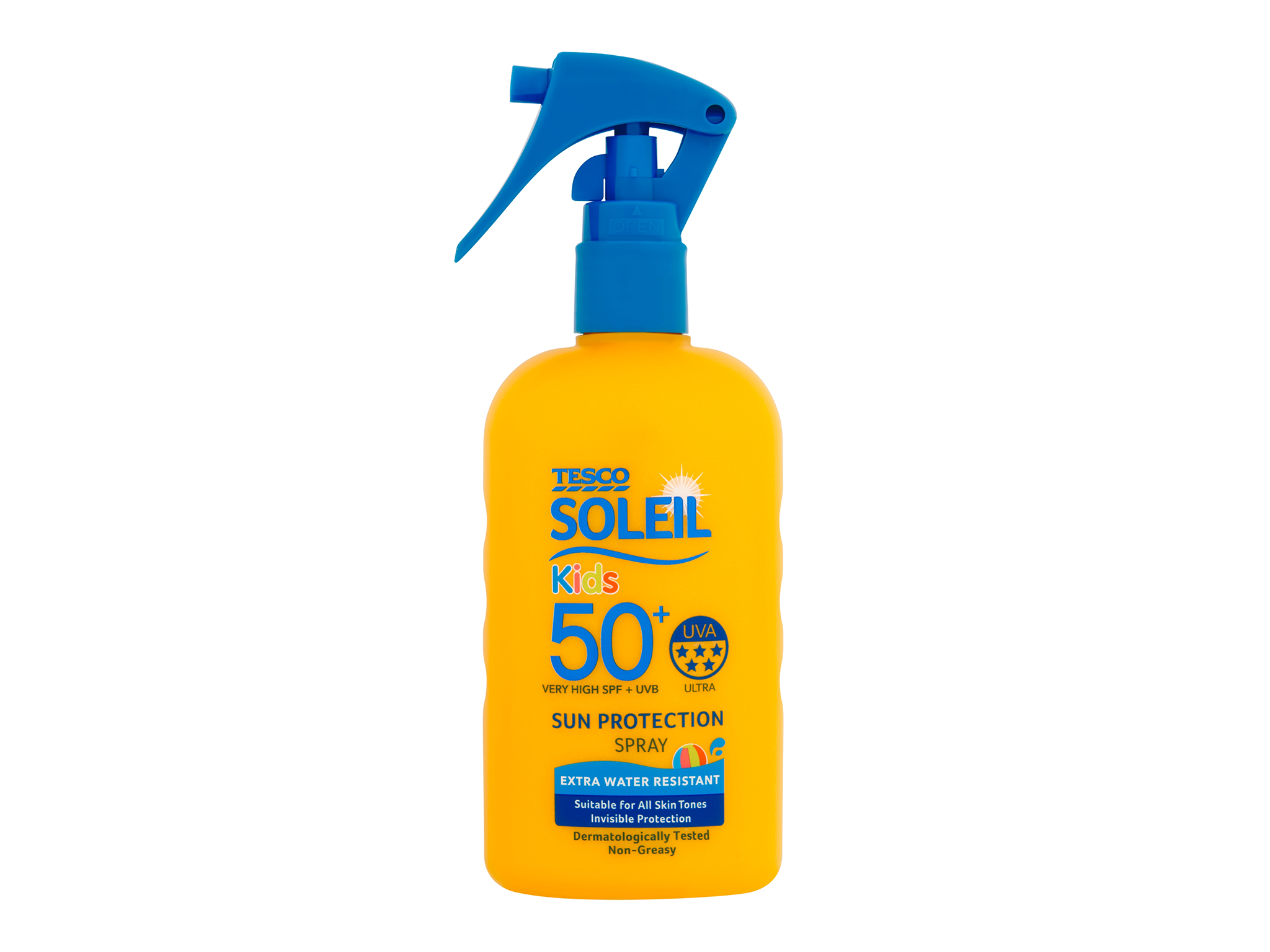 Best kids sunscreen Indybest review Tesco Soleil kids sun protection trigger spray, SPF 50+   