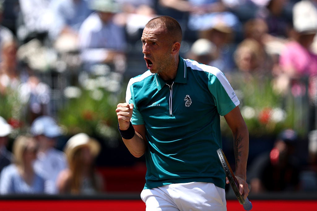 Dan Evans celebrated an impressive win