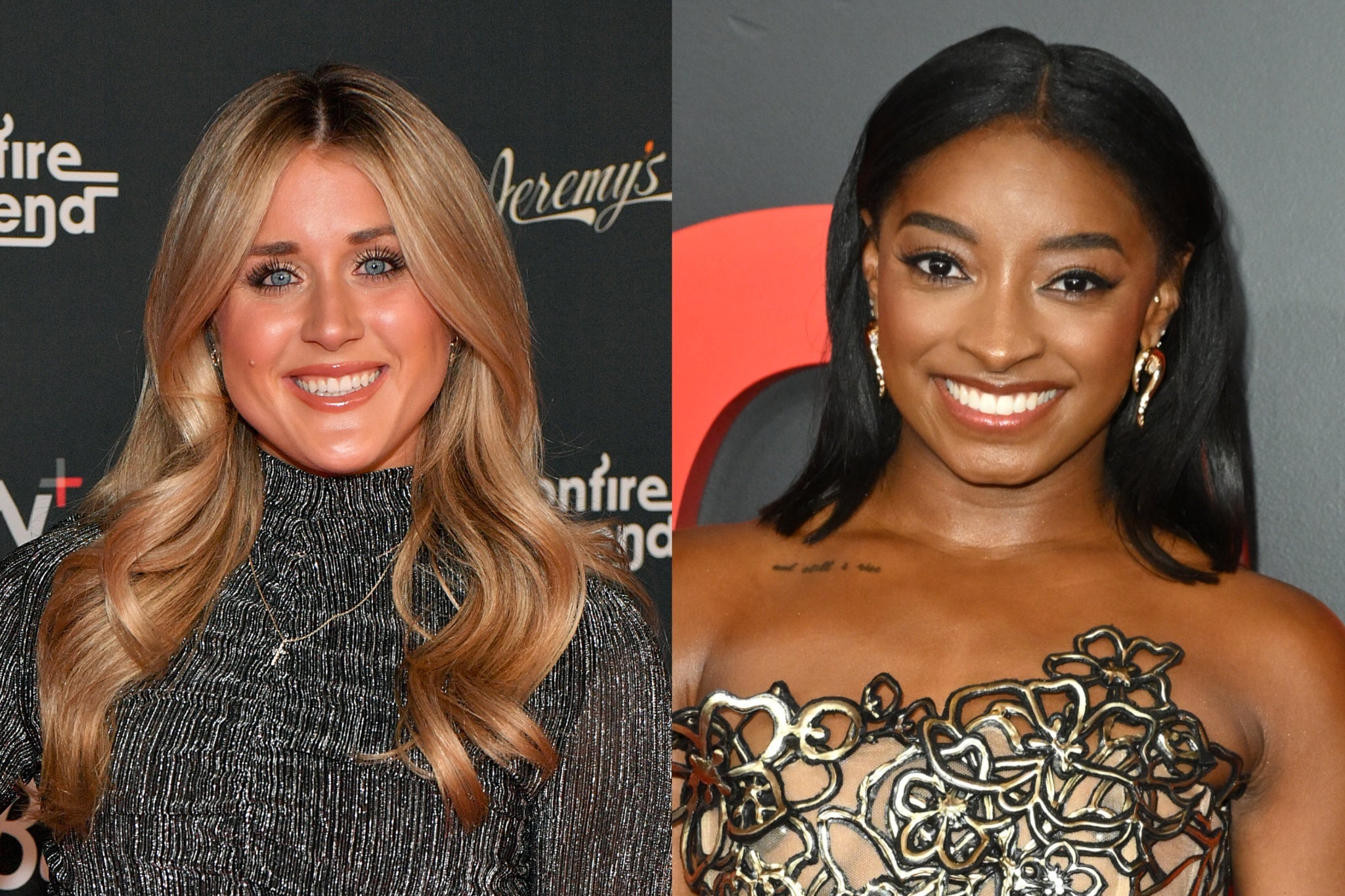 Biles (right) called Gaines ‘truly sick’ over her disparaging comments aimed at a young transgender softball player