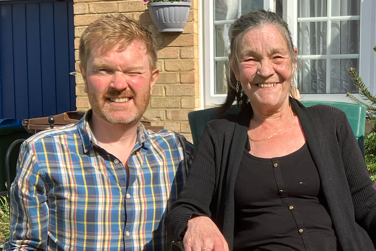 Paul pictured with his mum, whose cancer journey began a decade ago