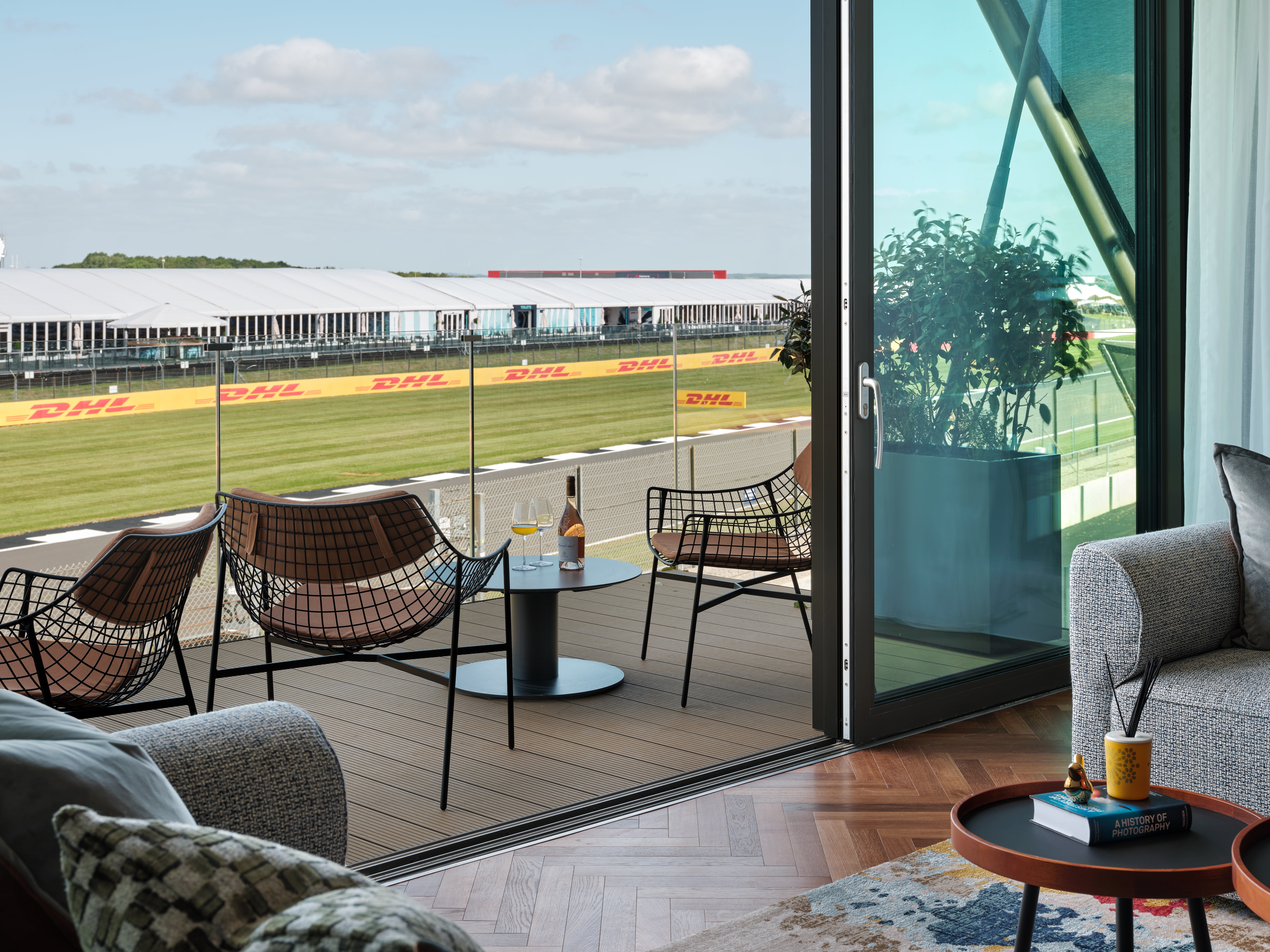 The balcony view overlooking the track at Escapade Silverstone