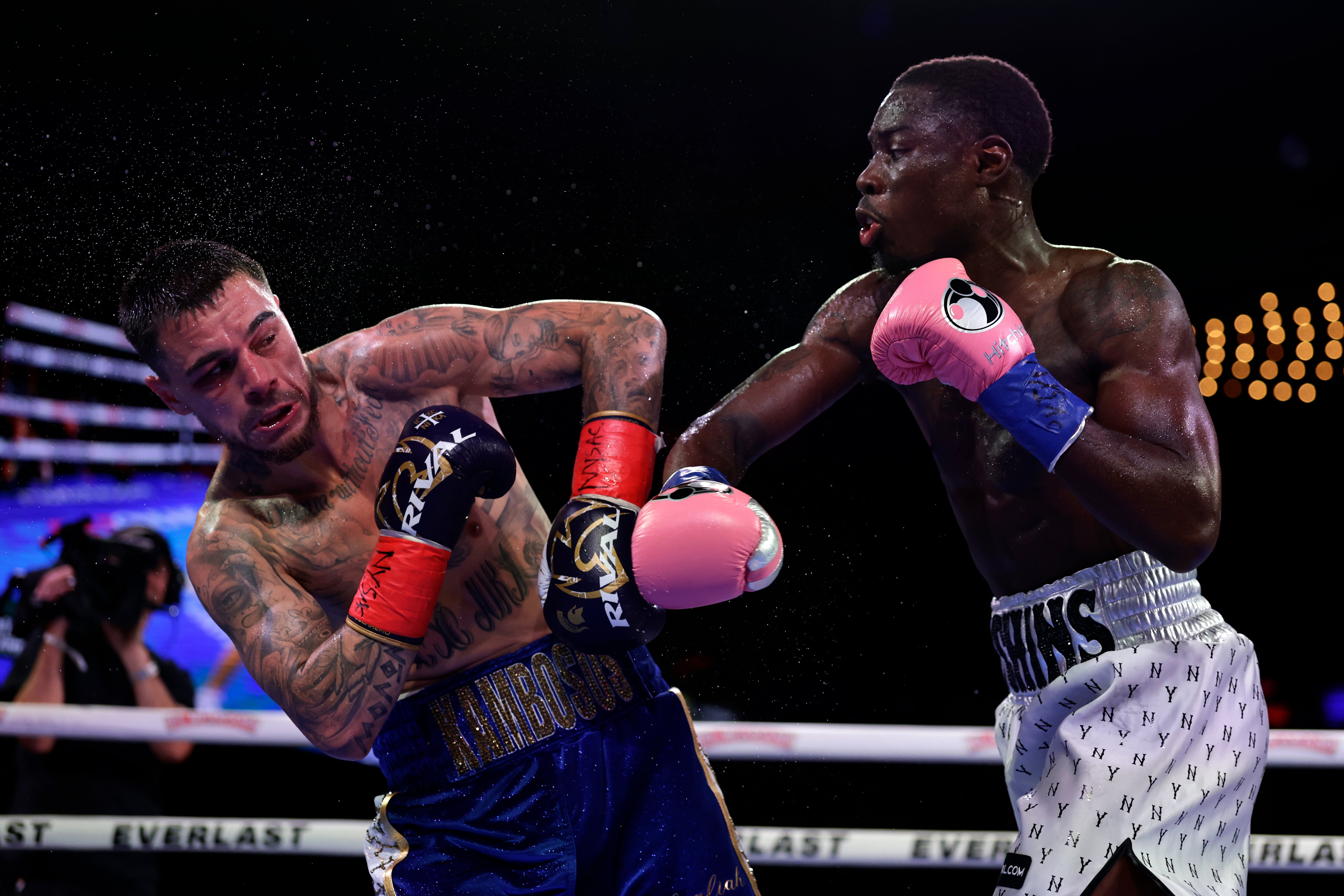 Richardson Hitchins (right) beat up George Kambosos Jr across eight rounds