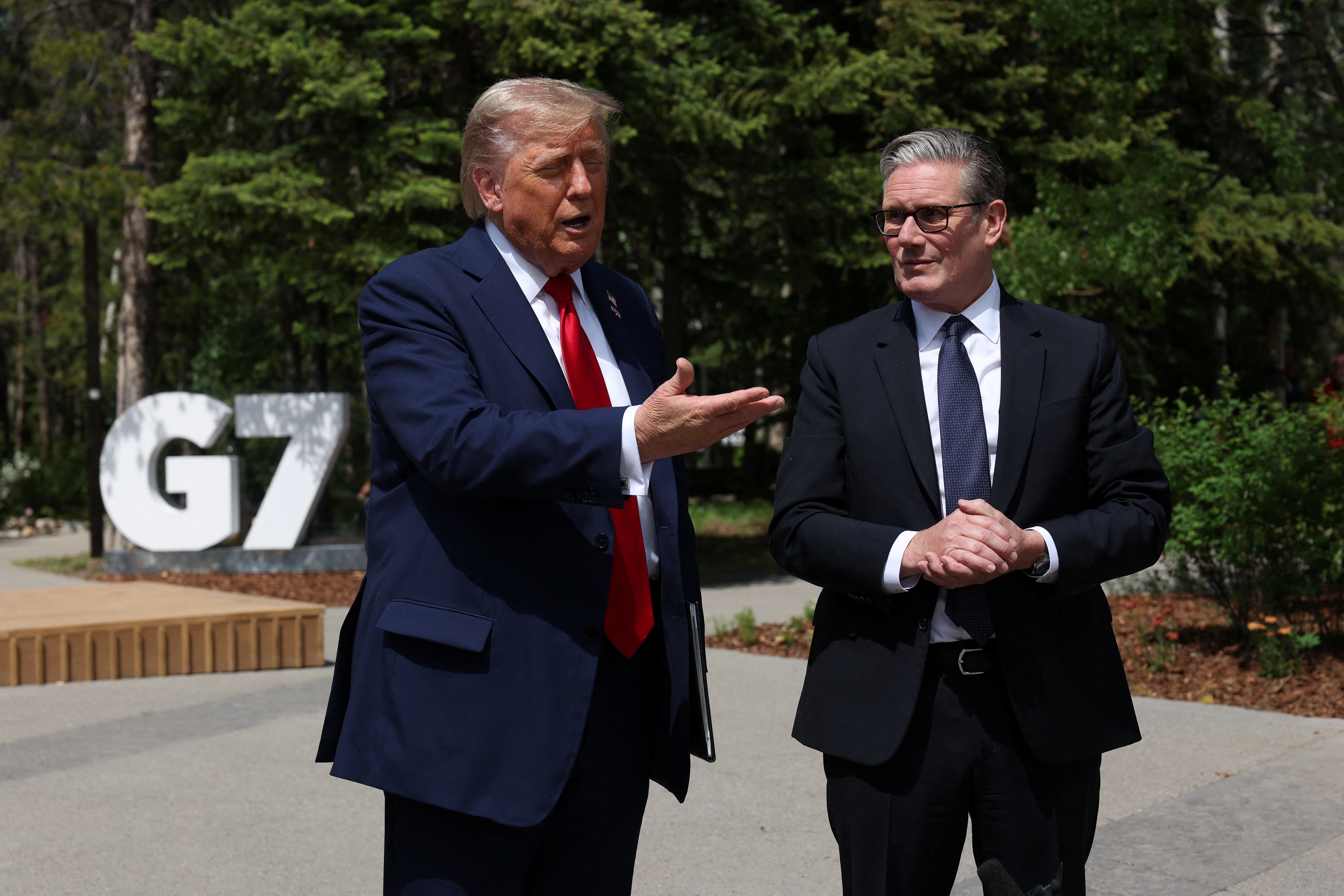 US President Donald Trump and Prime Minister Sir Keir Starmer at the G7 summit in Kananaskis (Suzanne Plunkett/PA)