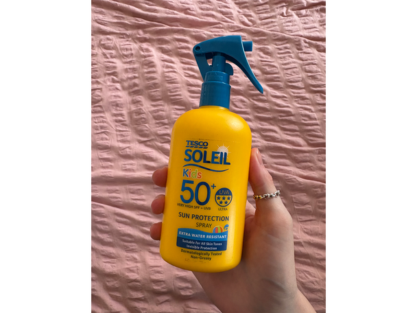 Best kids sunscreen Indybest review Tesco Soleil kids sun protection trigger spray, SPF 50+