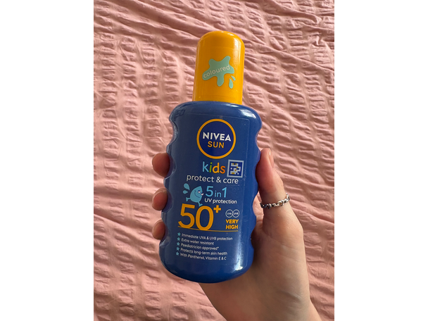 Best kids sunscreen IndyBest review Nivea Sun kids’ protect and care coloured sun cream spray, SPF 50+