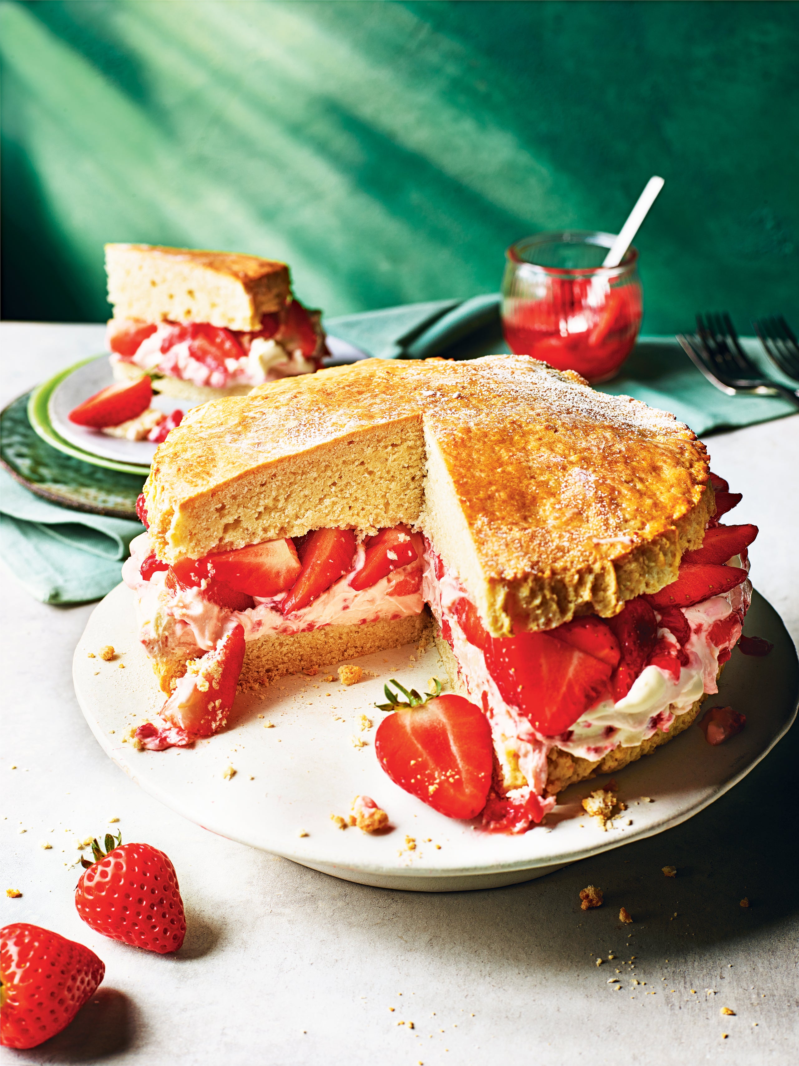 Think of it as an oversized cream tea: a giant scone layered with homemade strawberry compote and billowing cream