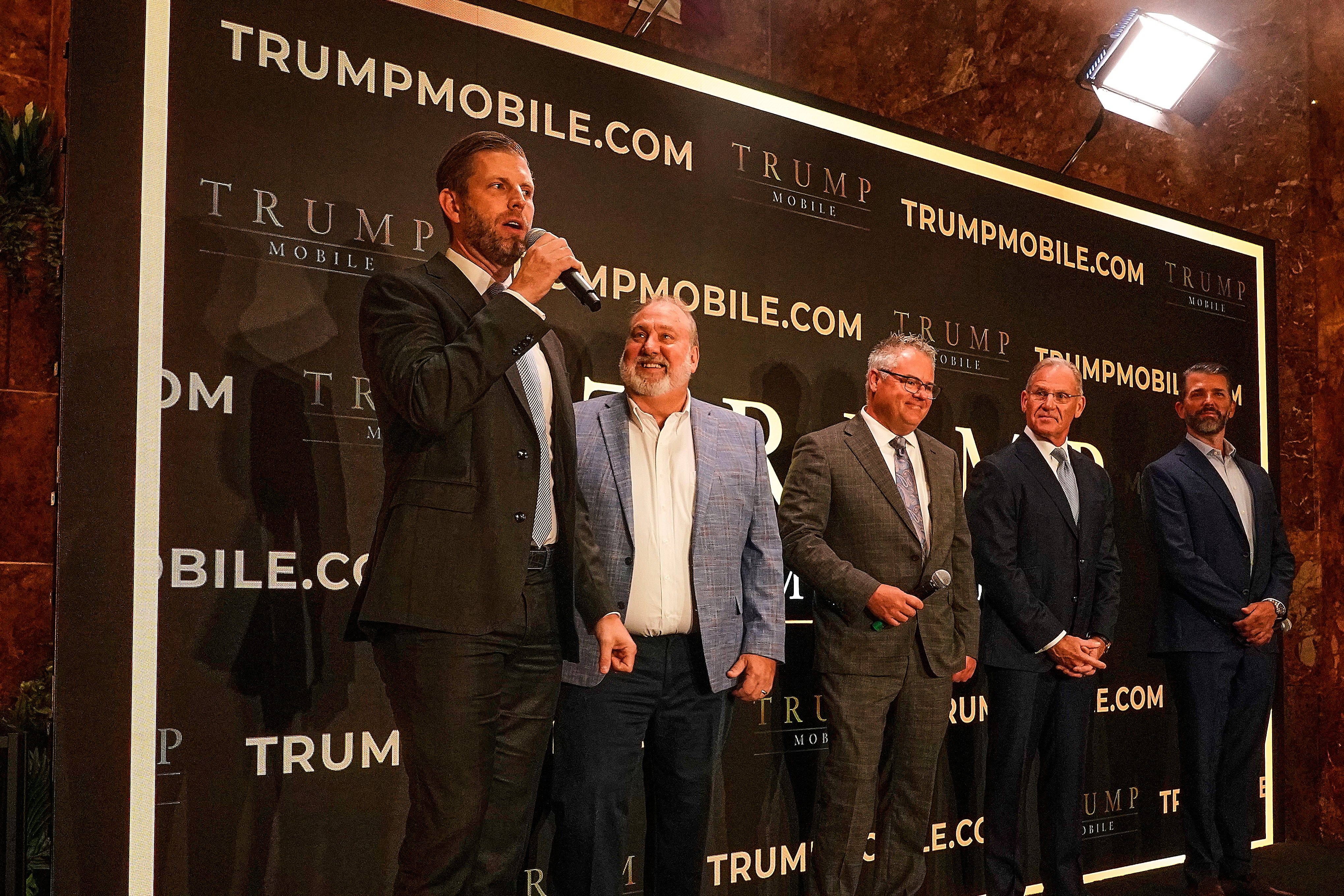 The president’s eldest sons Donald Trump Jr. and Eric Trump unveiled the golden ‘T1 Phone’ on Monday. The new mobile venture will include call centers based in the United States and phones made in America, the organization said