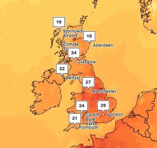 Hot weather is expected throughout the weekend with Britons warned to stay hydrated and keep cool