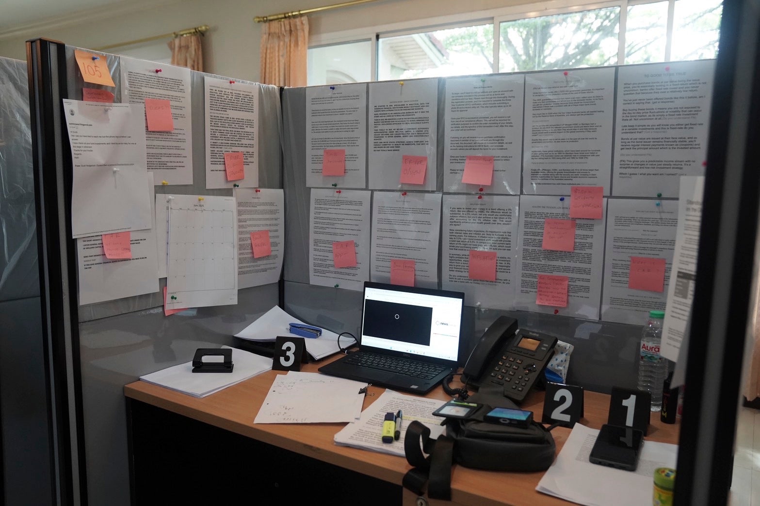 View of the interior of a rental house where an online investment fraud targeting Australians was allegedly being run.