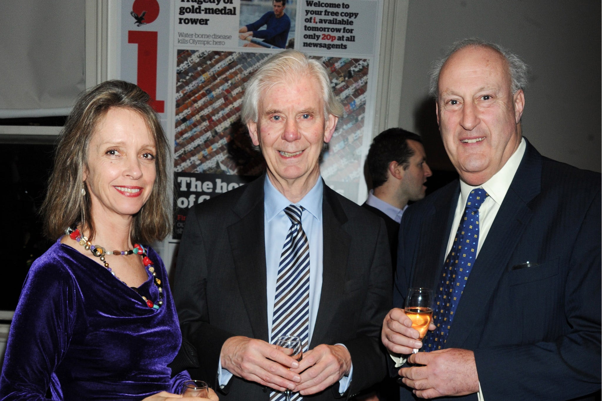 Sabrina Guinness, Andreas Whittam Smith and Sir Victor Blank attend the i paper’s 100th issue anniversary party in London in 2011