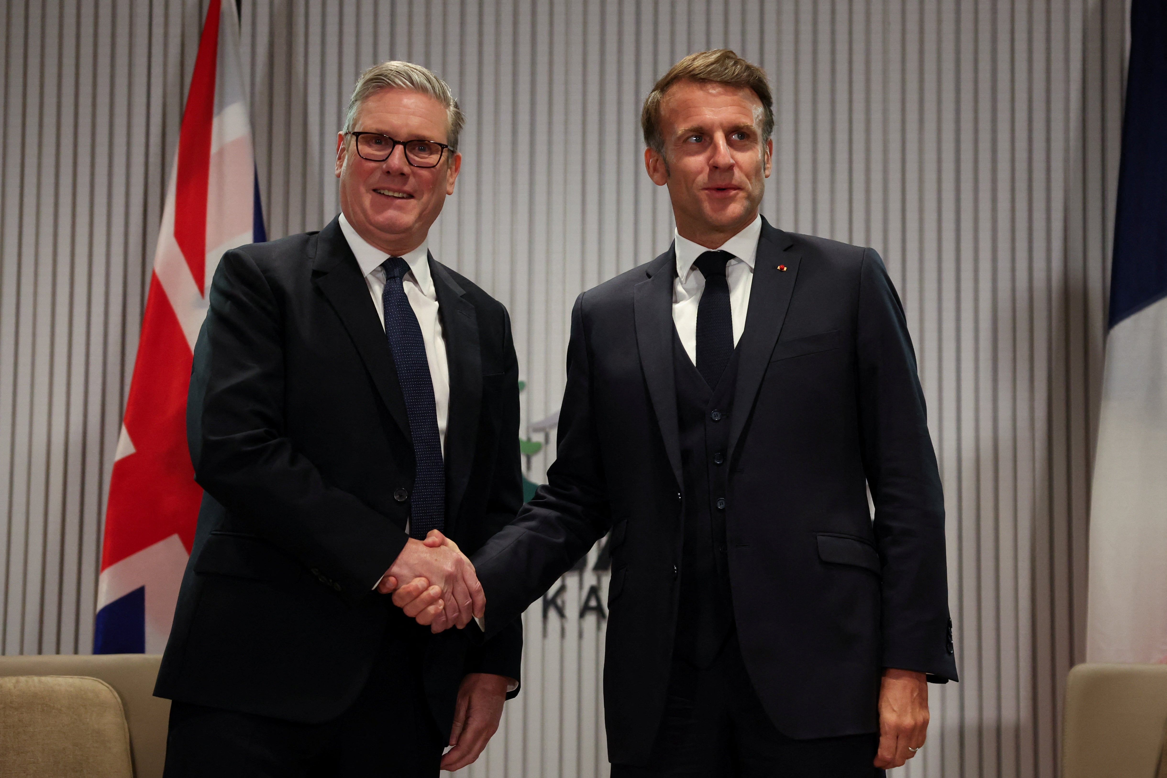 Keir Starmer and Emmanuel Macron at the G7 summit on Tuesday
