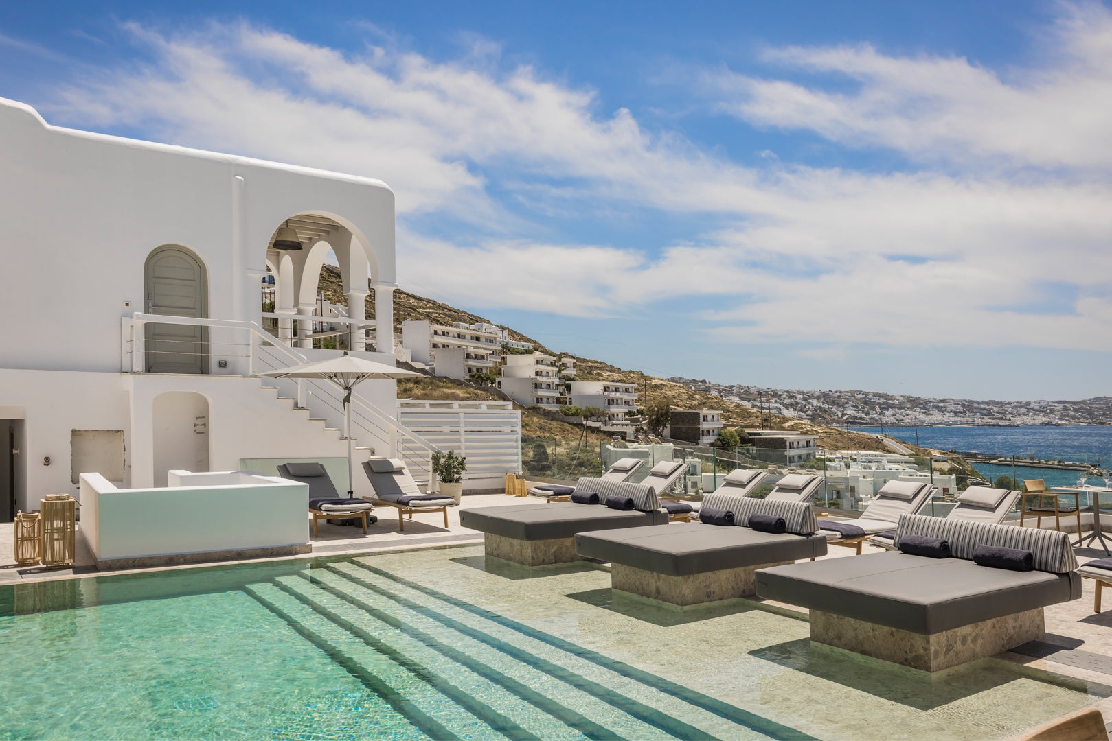 <p>With views over the small but perfectly formed Agios Stefanos beach and just 25 rooms, Grace Mykonos is a peaceful boutique hotel set away from the party side of the island</p>