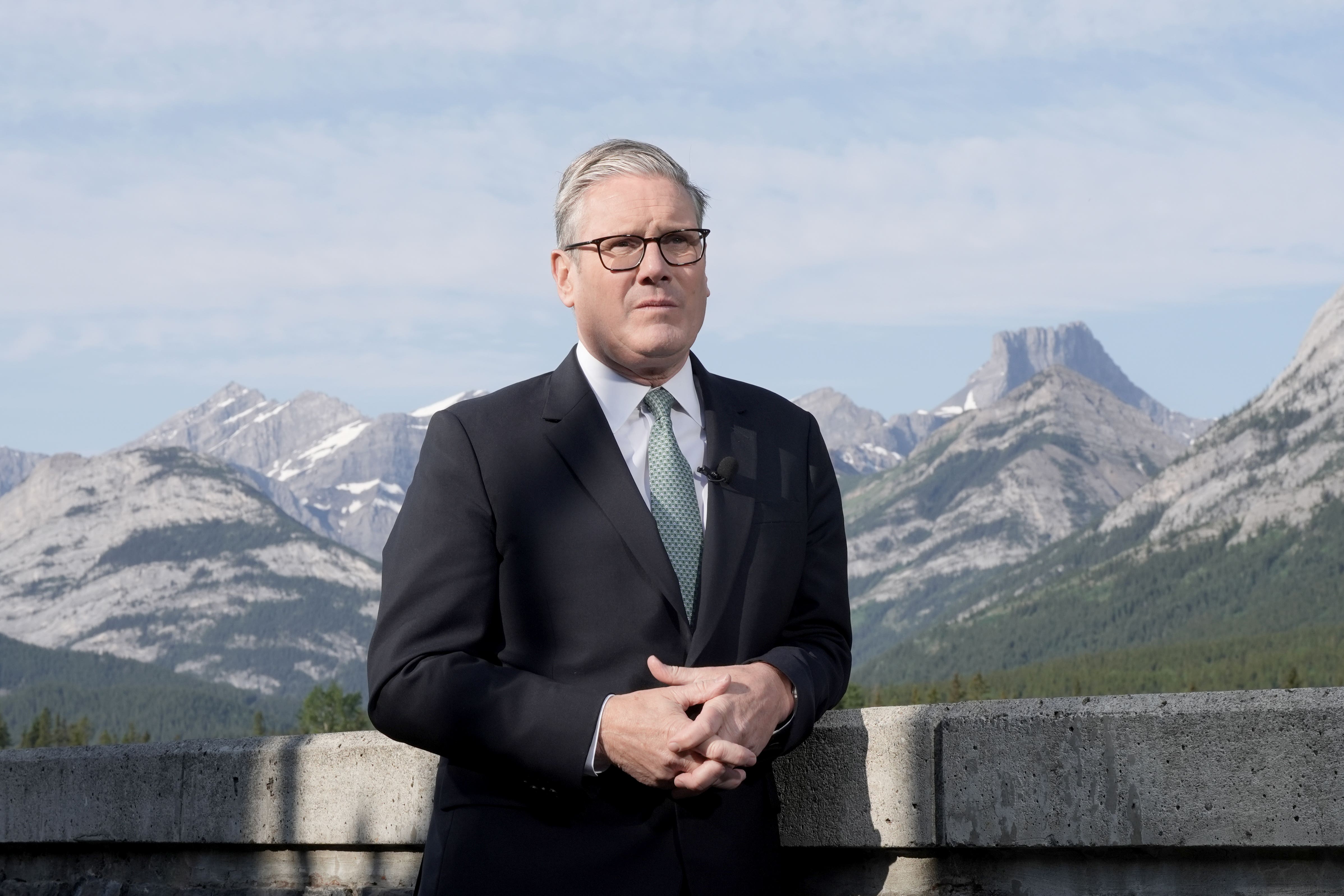 Prime Minister Sir Keir Starmer conducting media interviews during the G7 summit in Kananaskis, Alberta, Canada (Stefan Rousseau/PA)